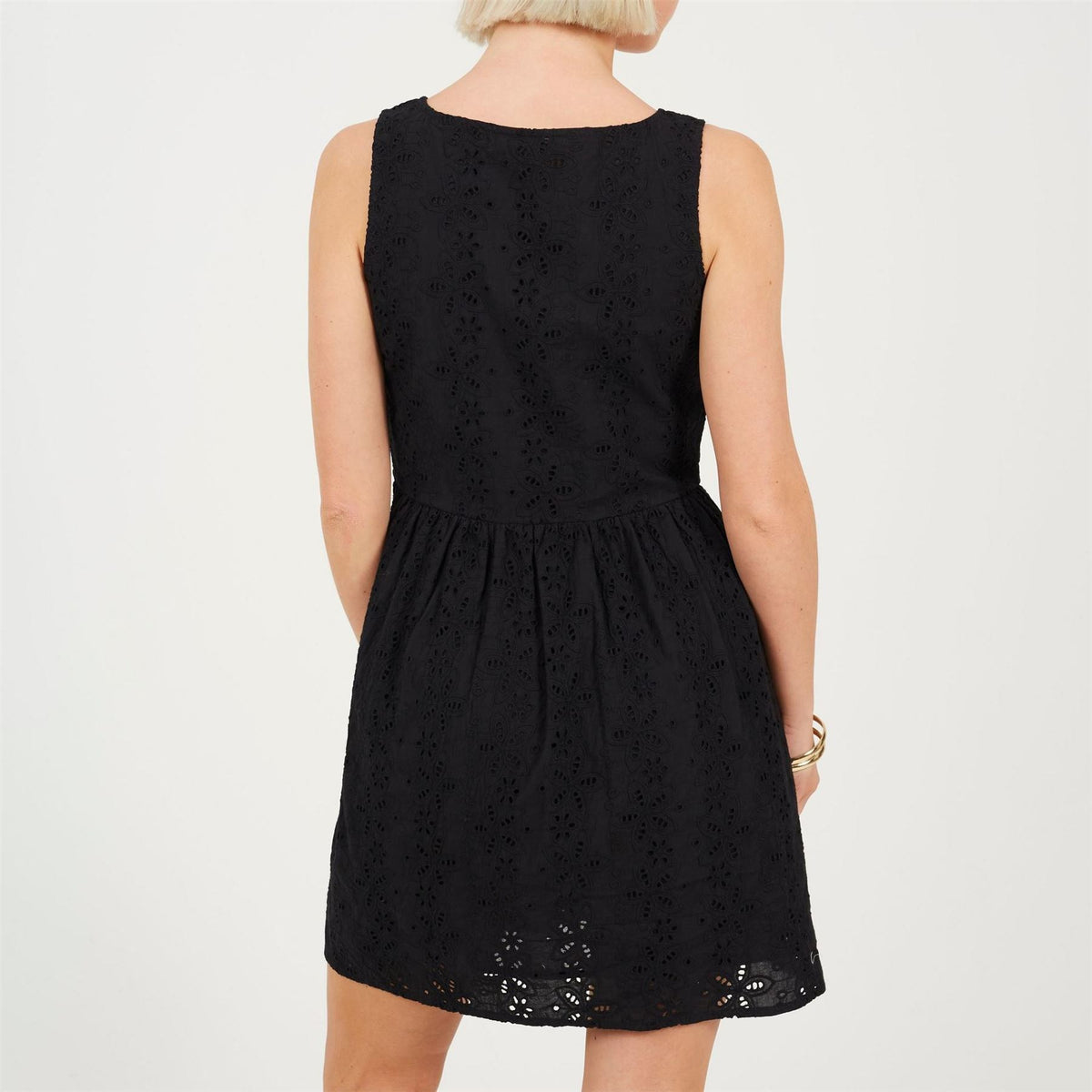 Brave Soul Broiderie Mini Dress With Button Fastening