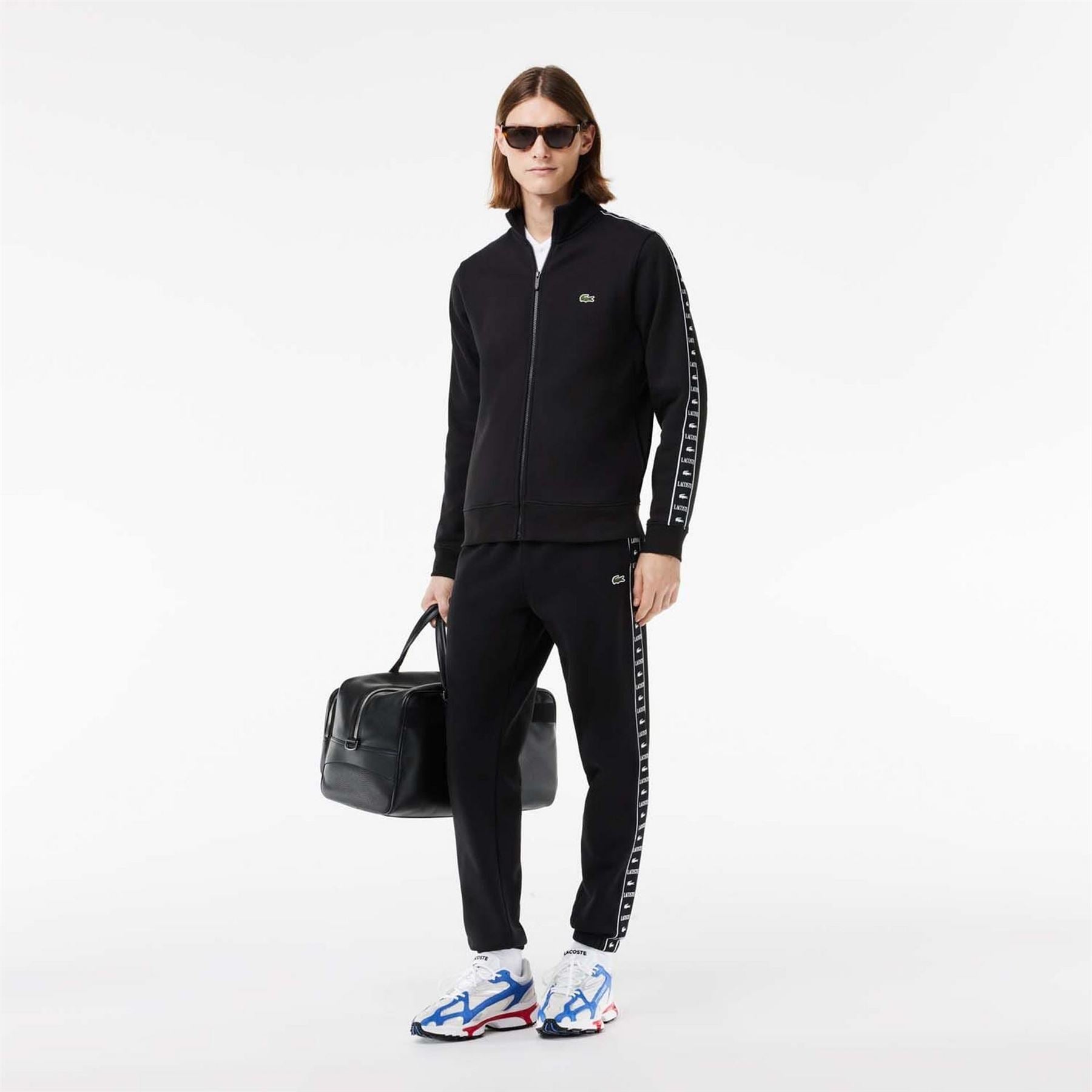 Lacoste Stripe Zip Up Sweatshirt