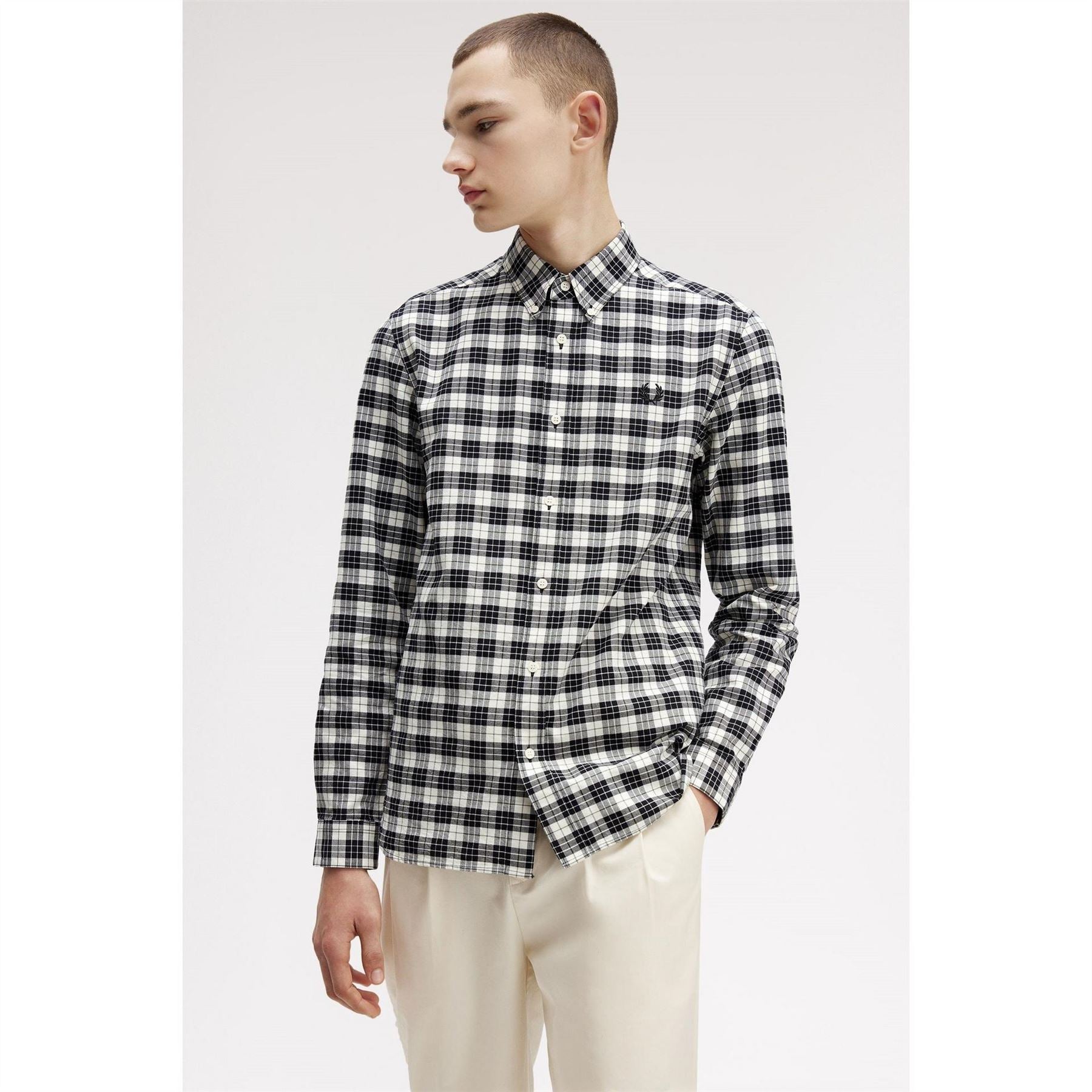 Fred Perry Tartan Long Sleeve Oxford Shirt