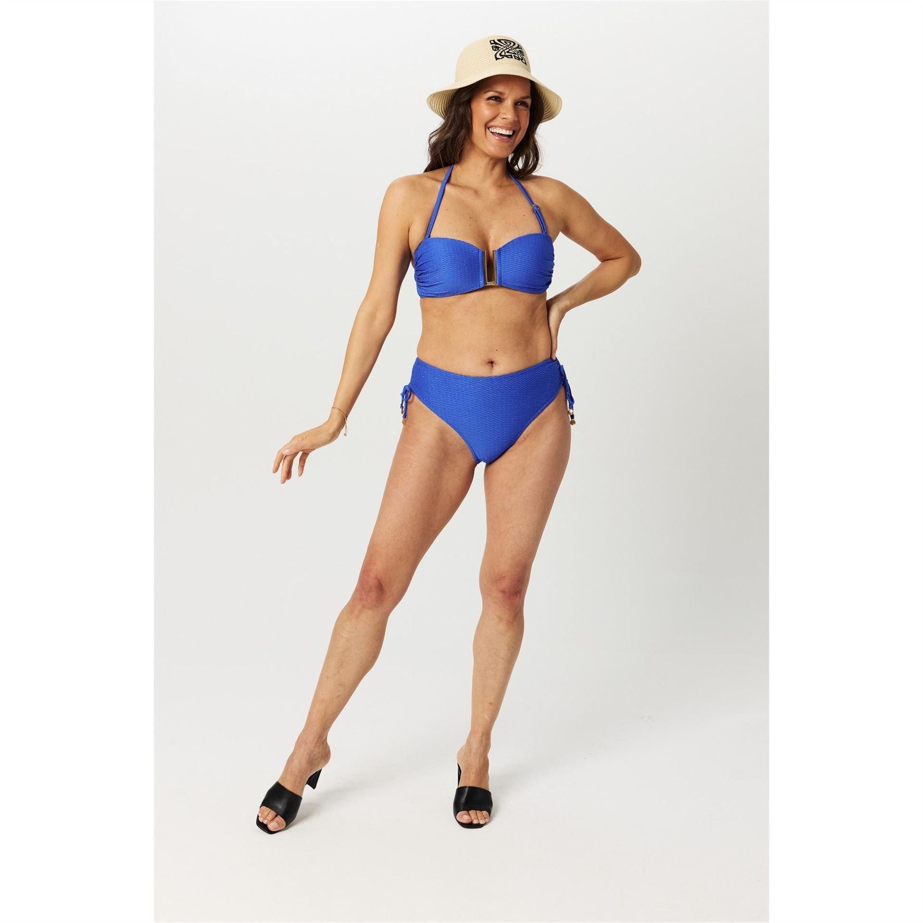 Biba Gold Metal Detail Halter Neck Tie Back Bikini Top