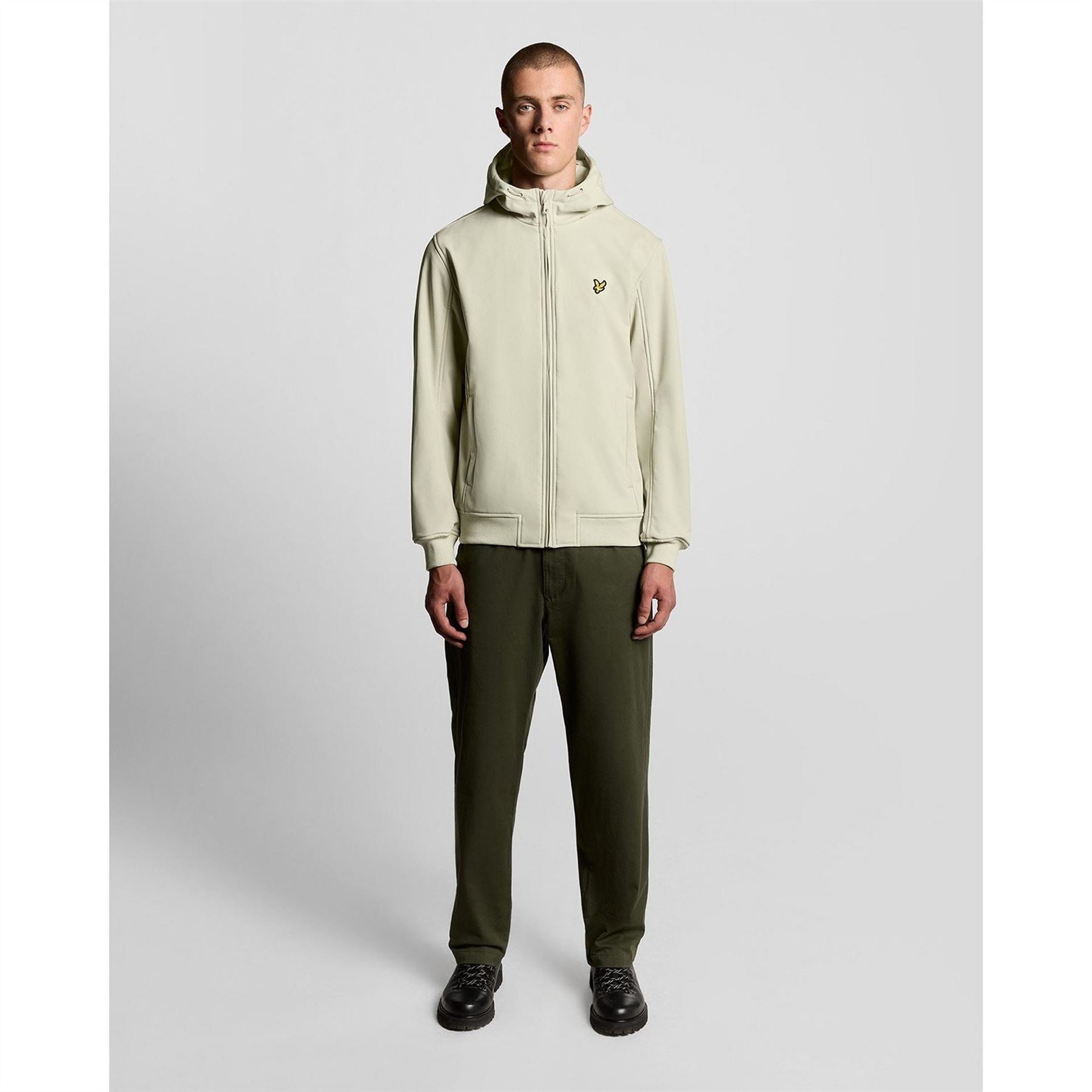 Lyle and Scott Solid Patterned Hooded Softshell Jacket with Ribbed Cuff