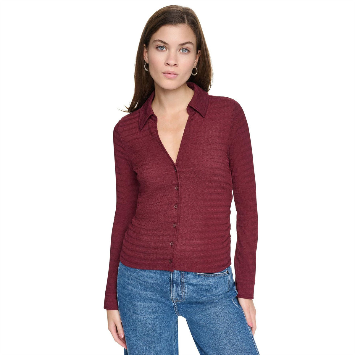 DKNY Ripple Lace Side Ruched Shirt