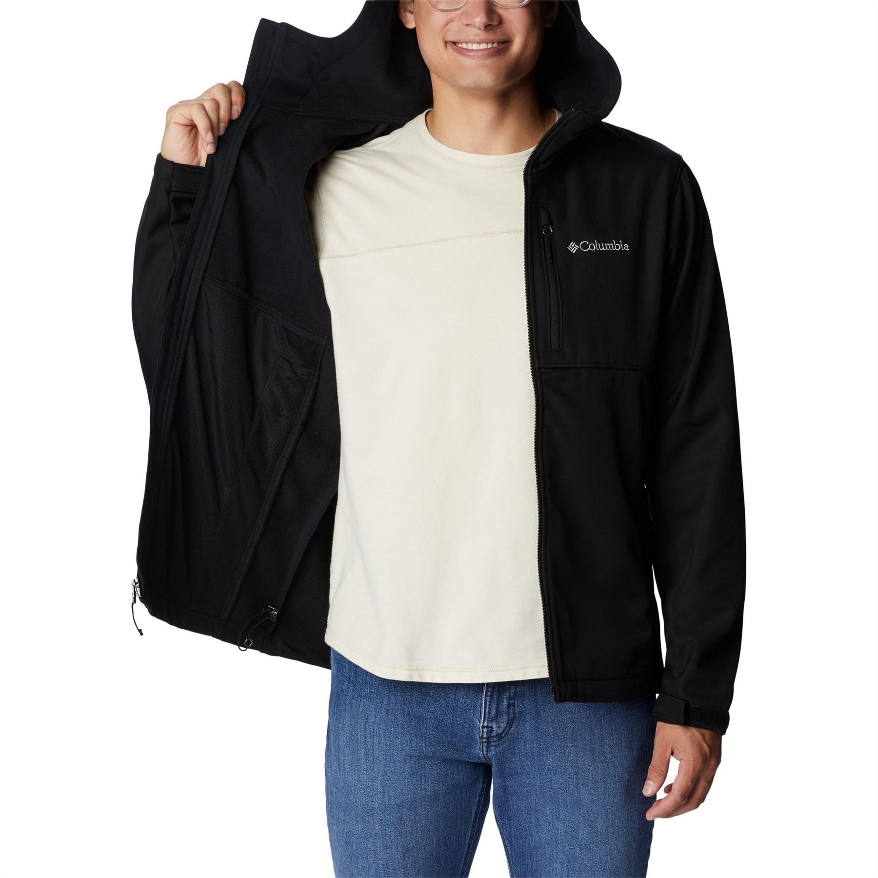 Columbia Ascender2 Solid Patterned Hooded Drawstring Softshell Jacket