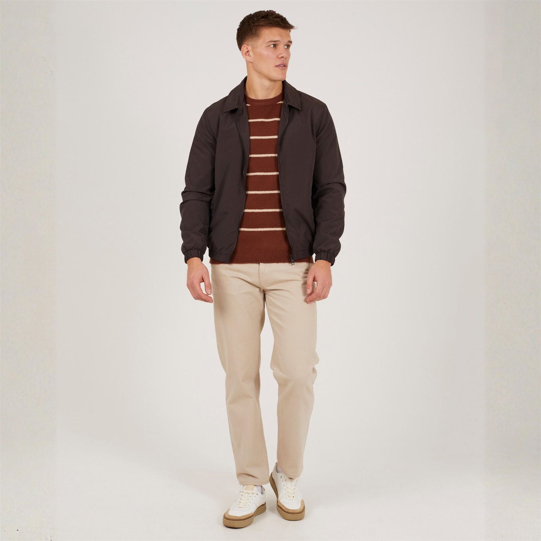 Brave Soul Mens Lightweight Brown Harrington Jacket