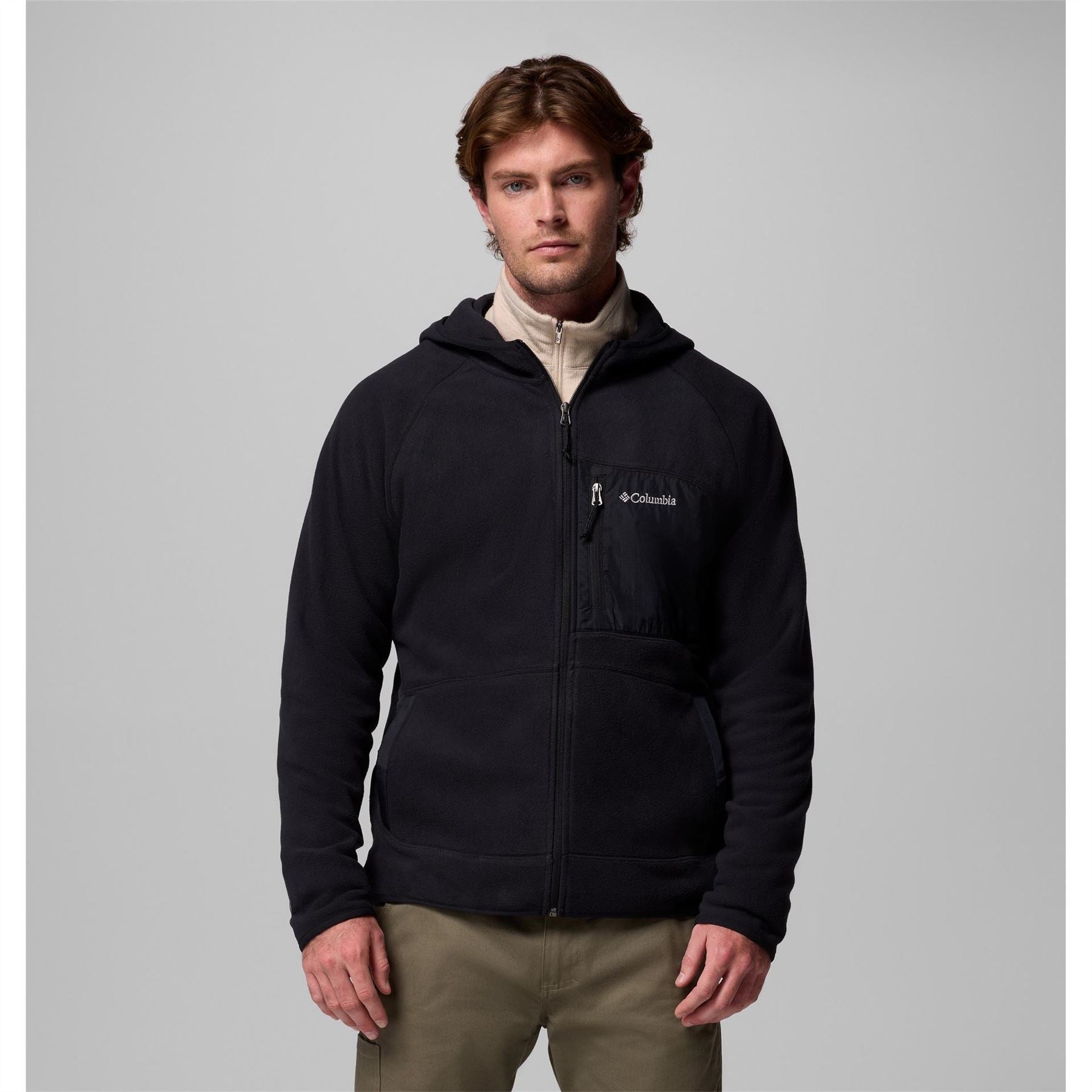 Columbia Fast Solid Patterned Hooded Neck Full Zipper Ribbed Cuff Jacket