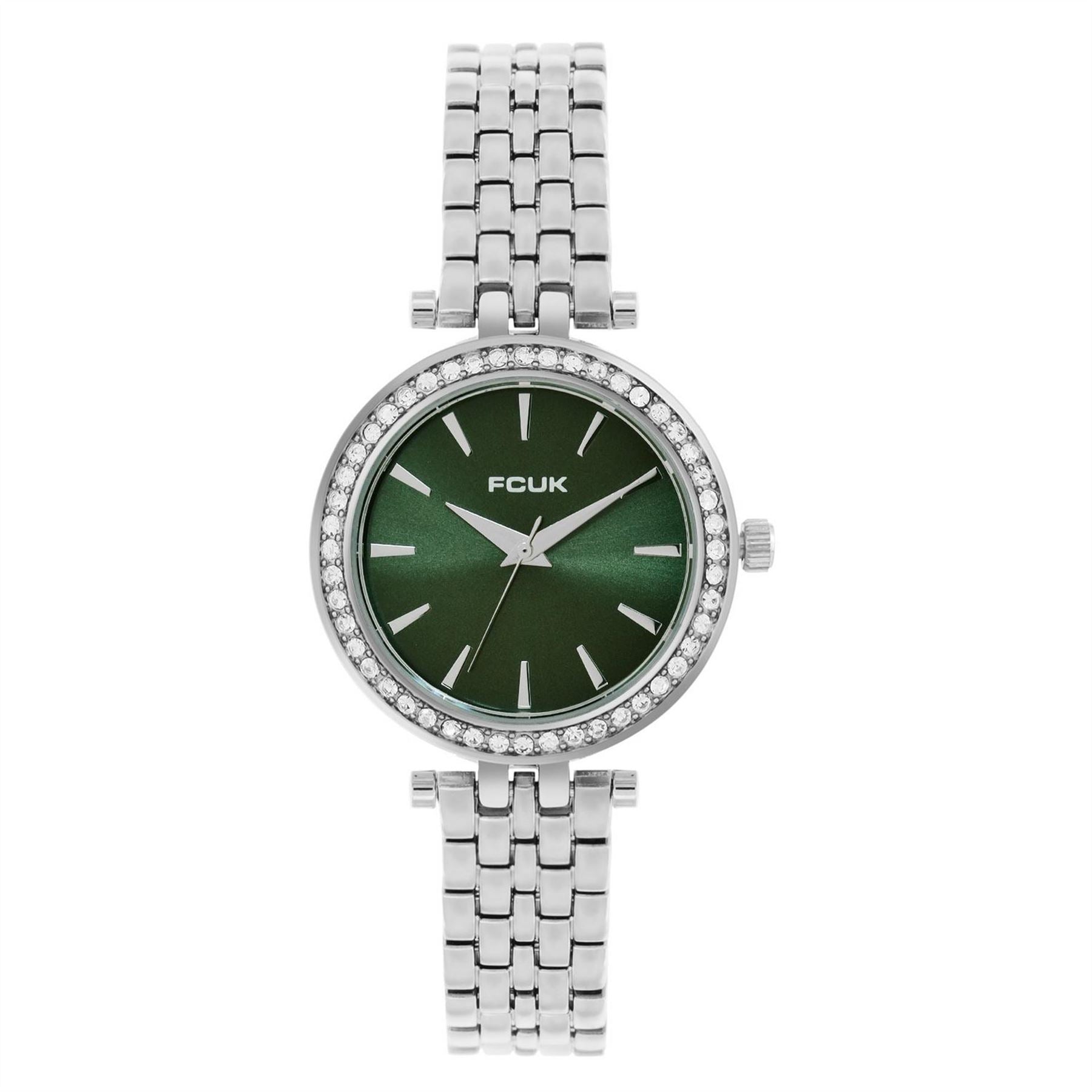 FCUK Silver Case Round Shape Silver Strap Quartz Watch