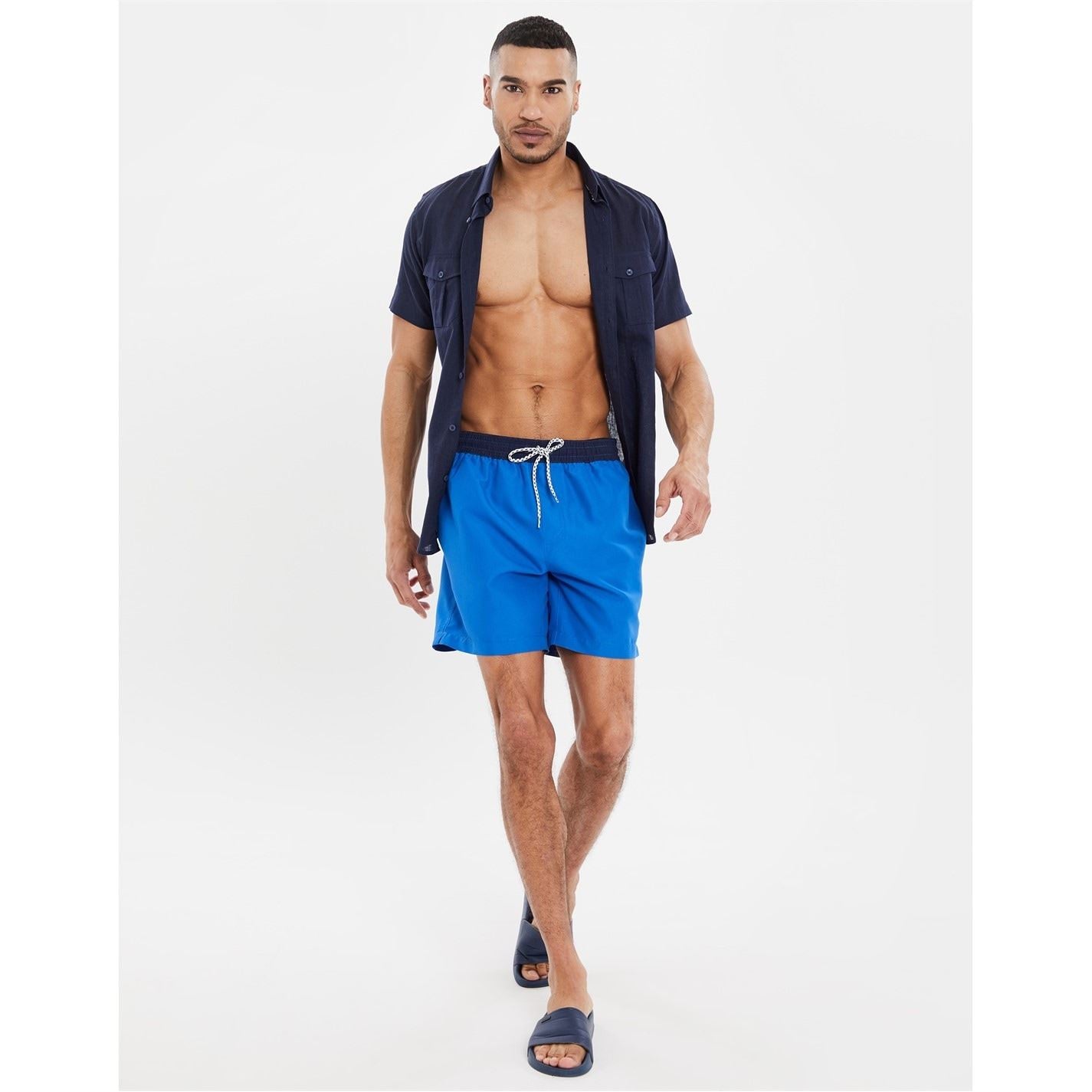 Threadbare Plunging Neck Regular Fit Swim Shorts