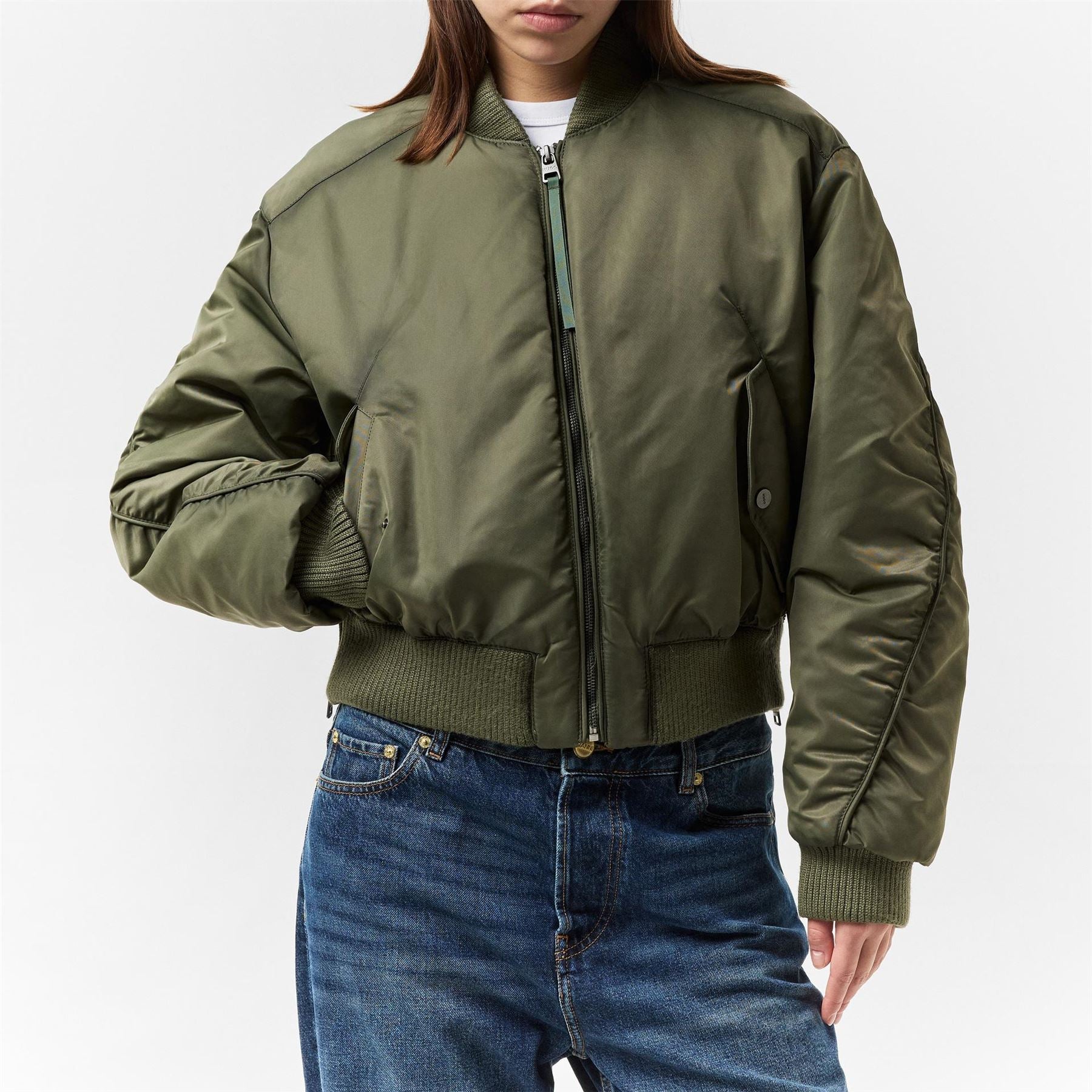 Hugo Ferida Parka Jacket Rib Crew Neck