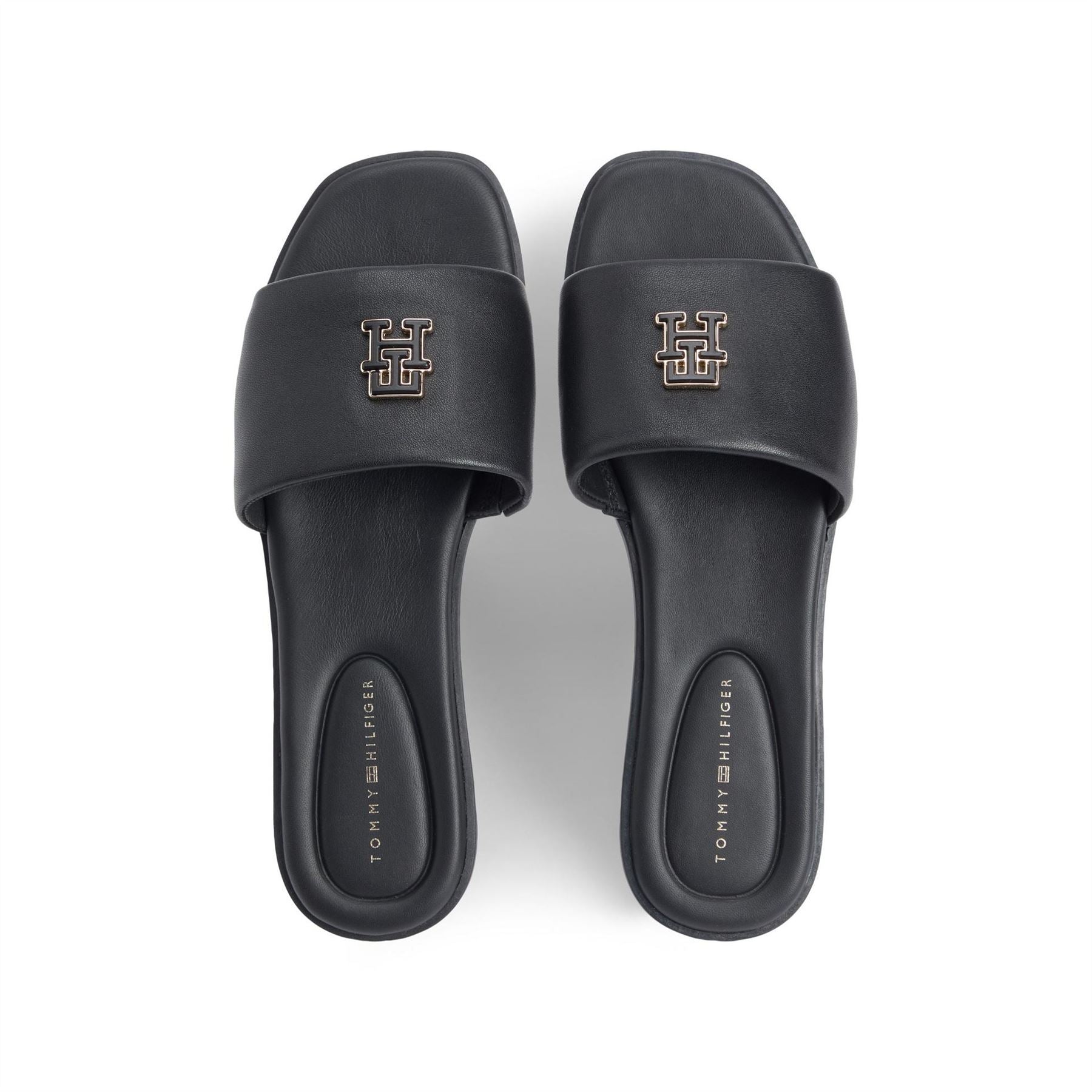 Tommy Hilfiger Monogram Strap Leather Mules
