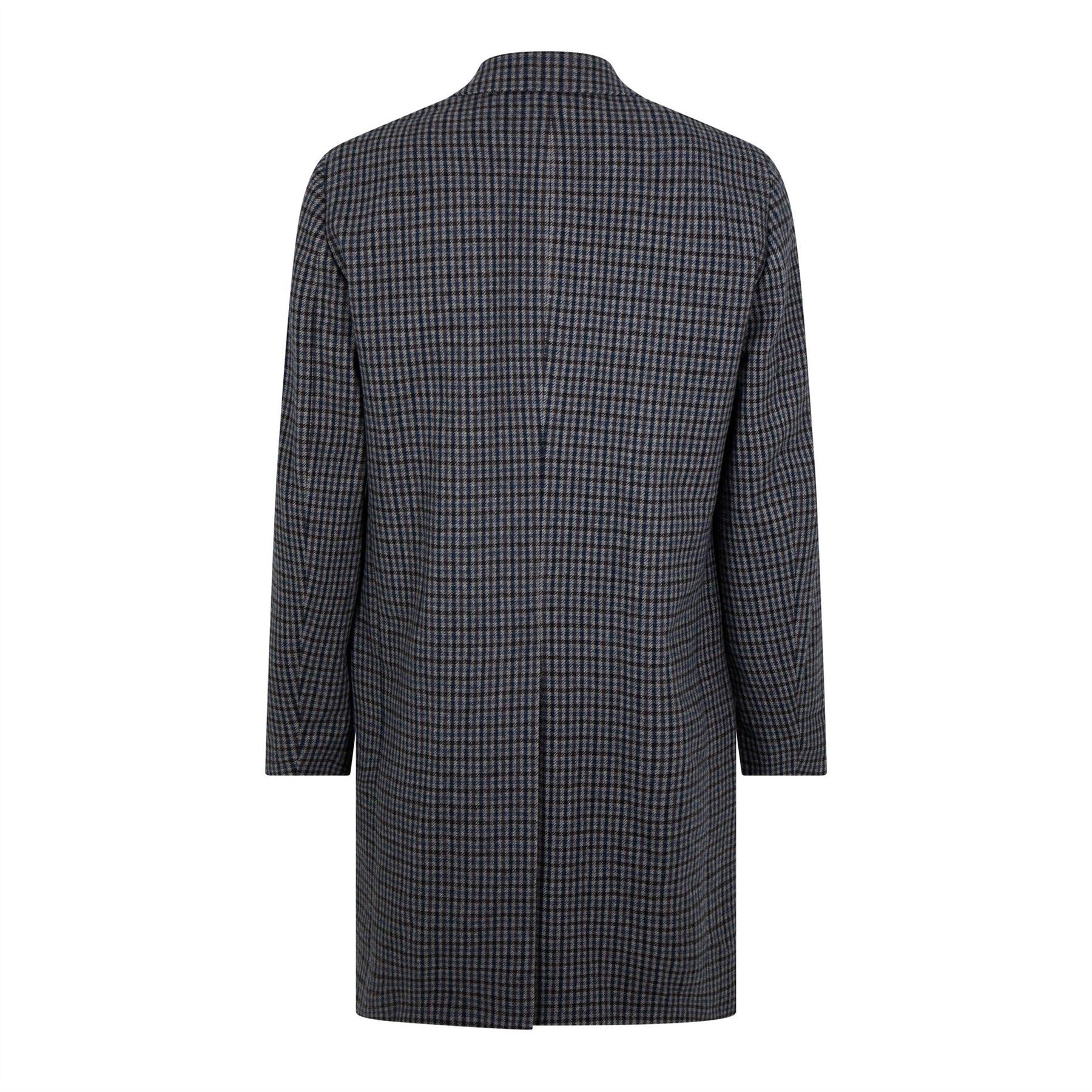 Lacoste Lapel Check Pattern Long Sleeve Knee Length Trench Coat