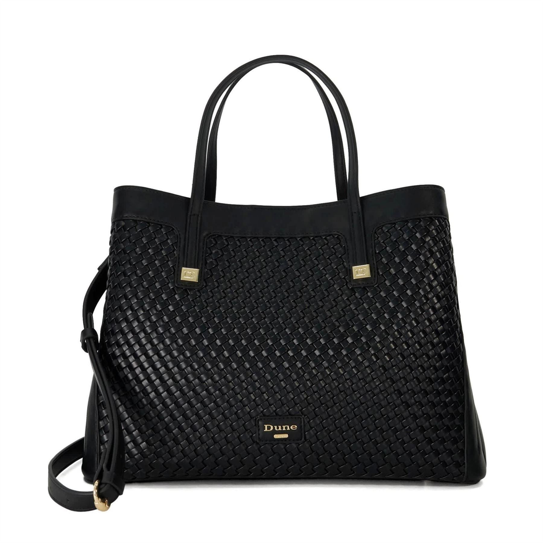 Dune London Deave Basket Weave Tote with Gold Tone Hardware