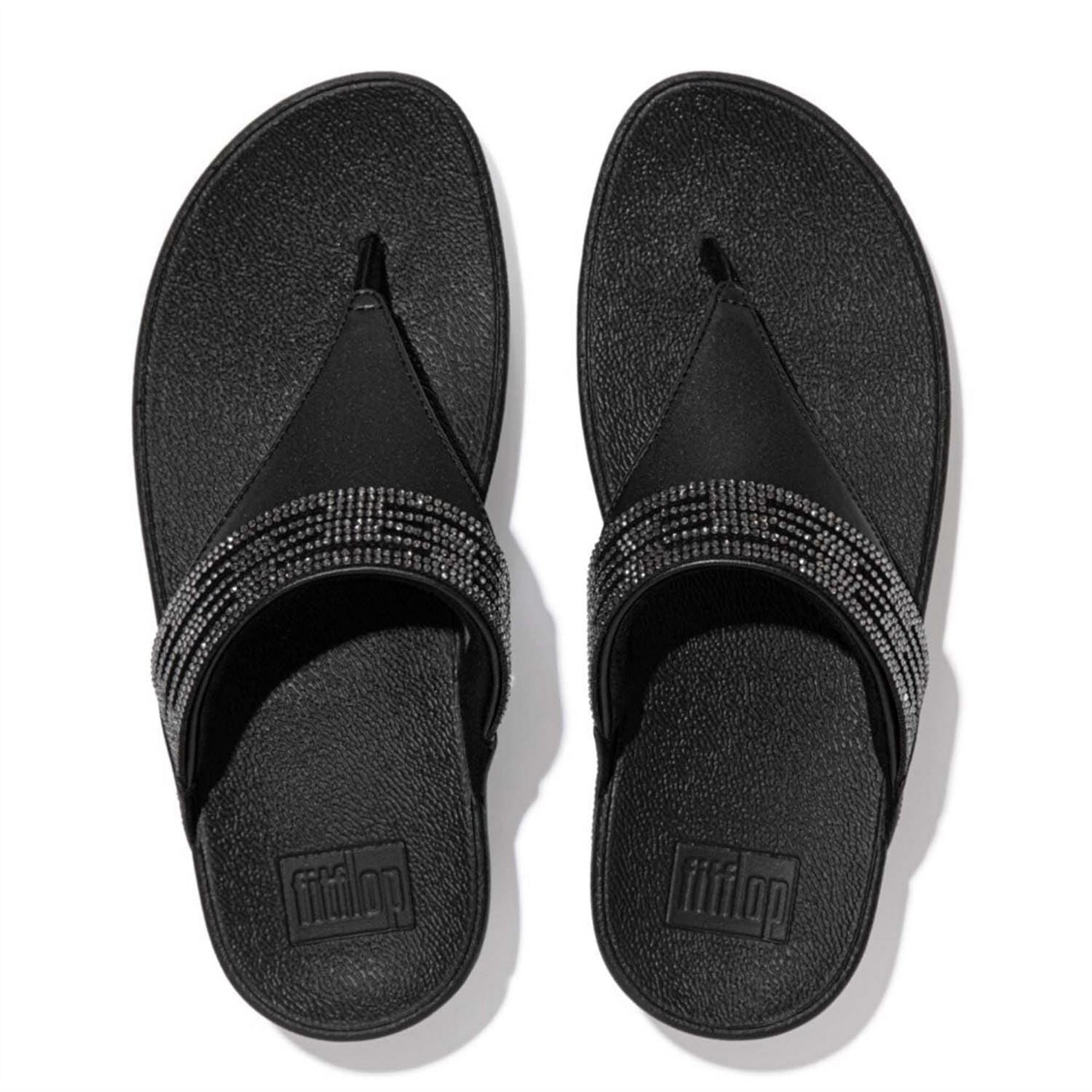 Fitflop Lulu Lasercrystal Leather Toe Post Sandals