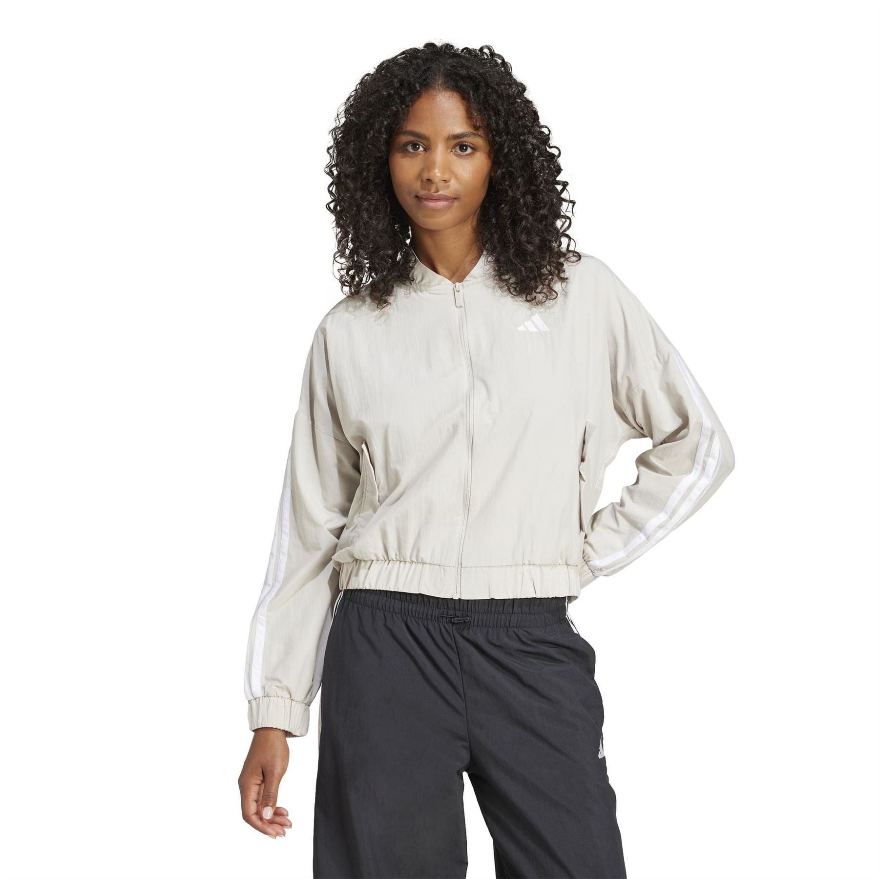 adidas Womens Stripe Woven Bomber Jacket