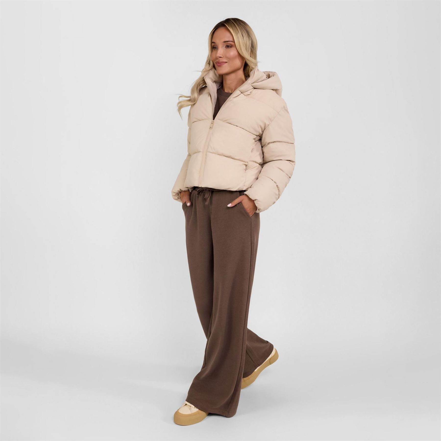 Minoti Women Short Quilted Water Repellent Jacket With Hood Grey