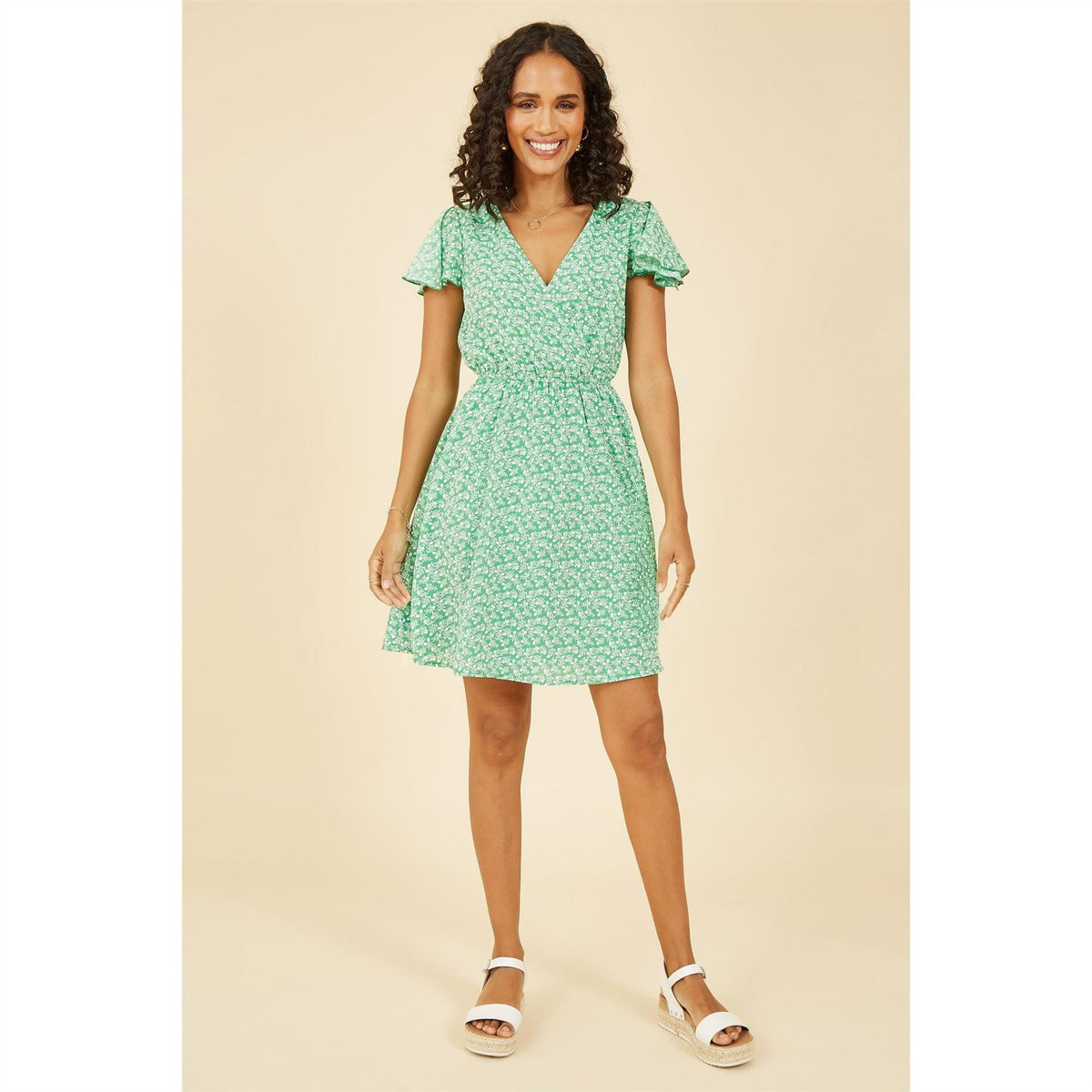 Mela London Ditsy Print Wrap Skater Dress