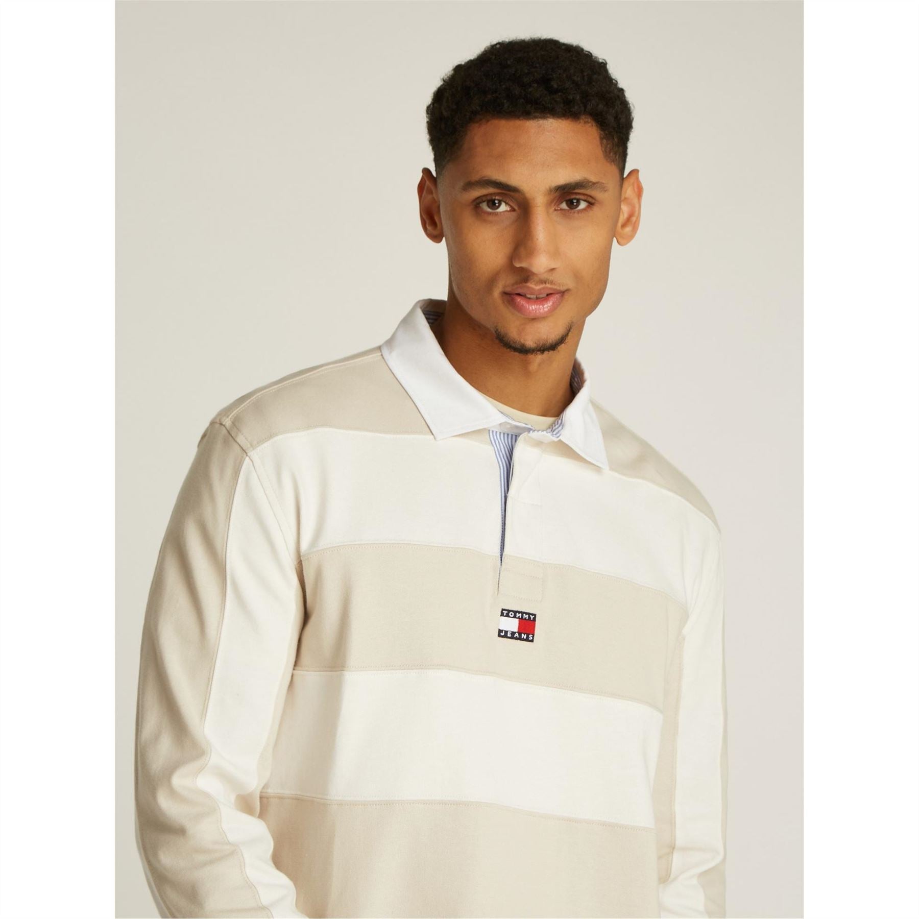 Tommy Jeans Entry Stripe Badge Long Sleeve Rugby Polo Shirt