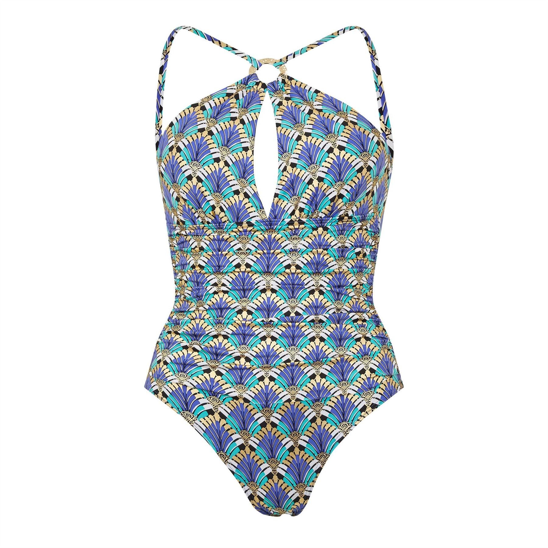 Biba Highneck Geometric Patterned Swimsuit