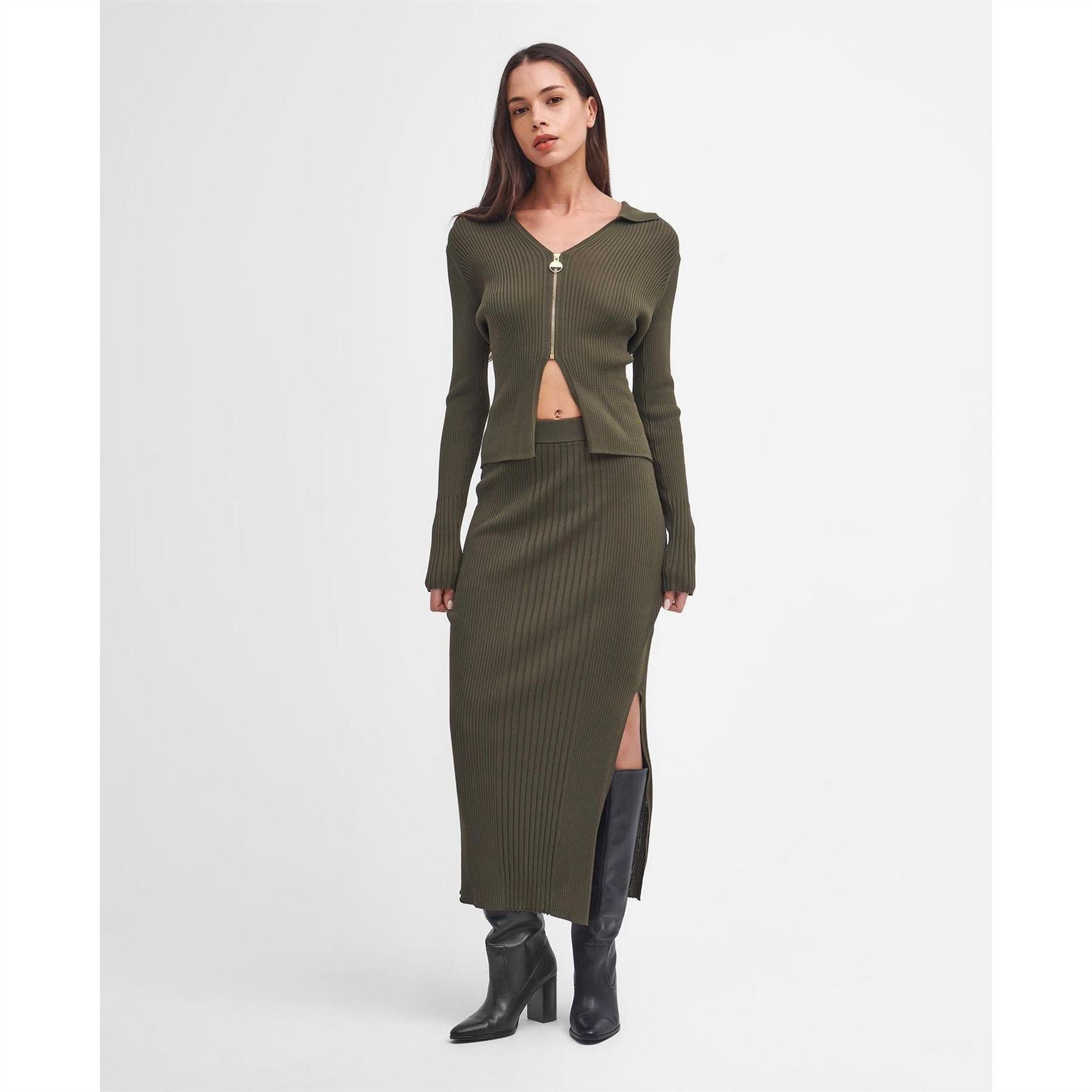 Barbour International Knitted Midi Skirt