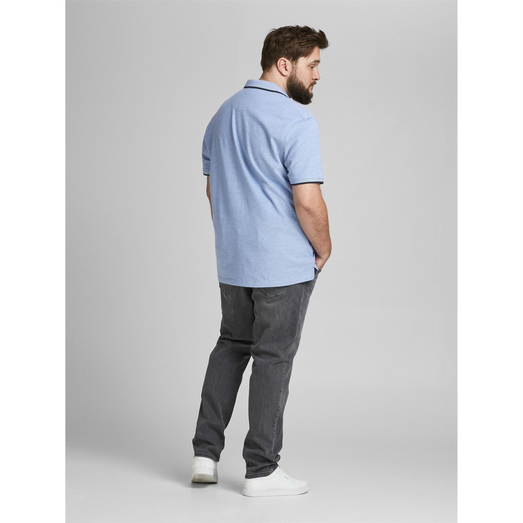 Jack and Jones Mens Paulos Tipped Pique Short Sleeve Polo Shirt Plus Size
