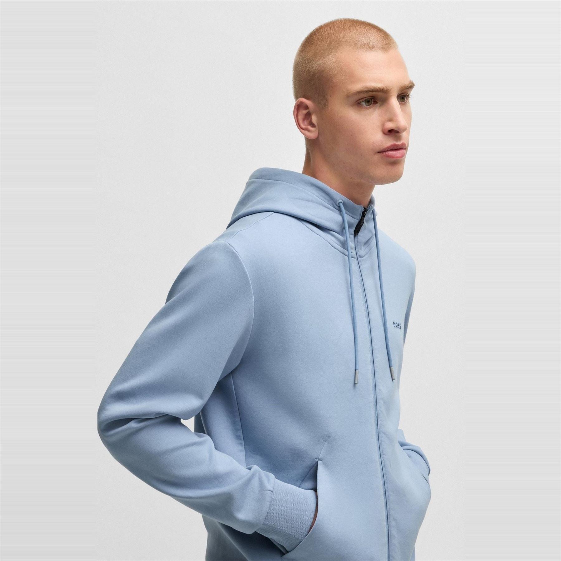 Boss BOSS GREEN Full Zip Hoodie with Adjustable Drawstring Hood   Streamlined Design