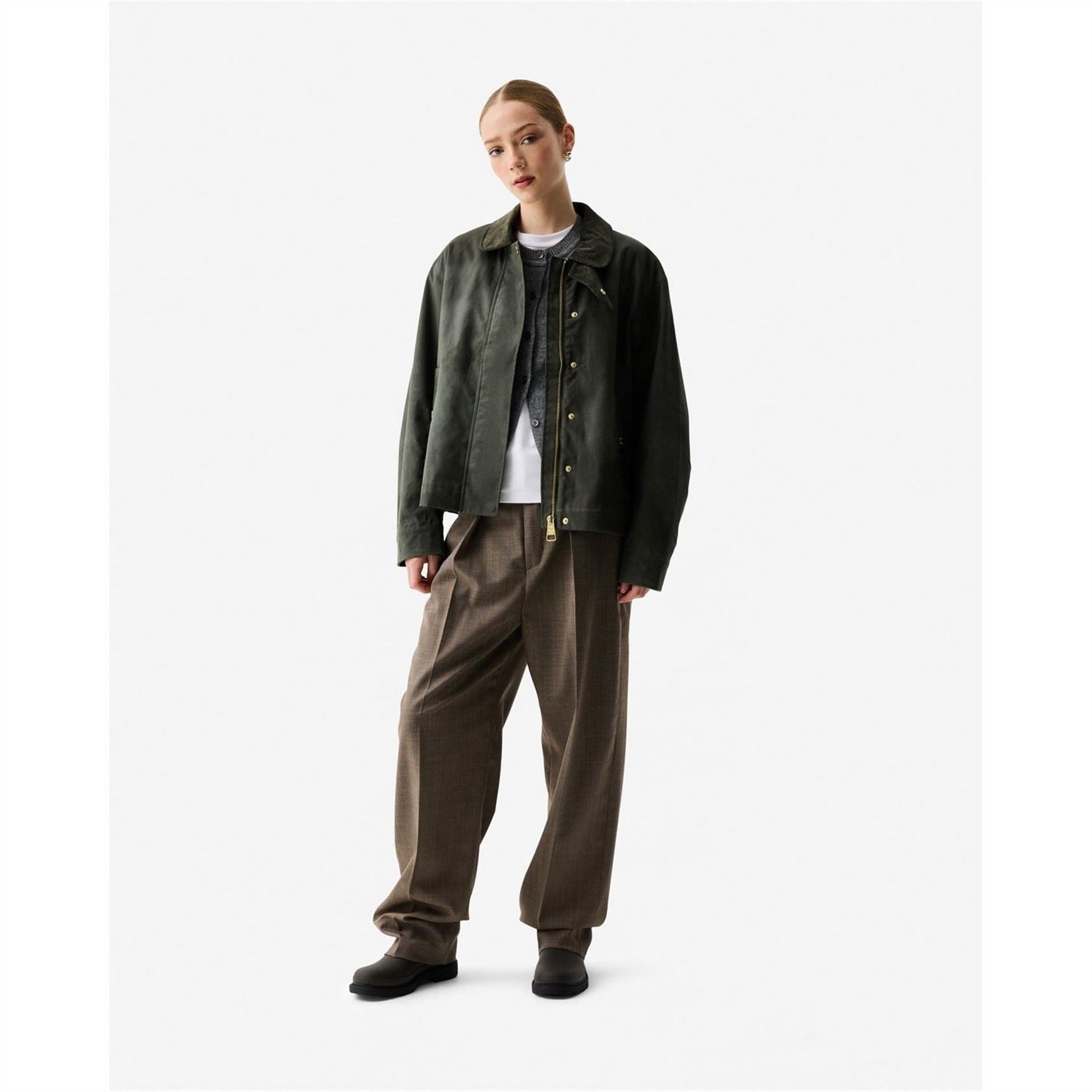 Hunter Leith Solid Patterned Snap Button Waxed Jacket