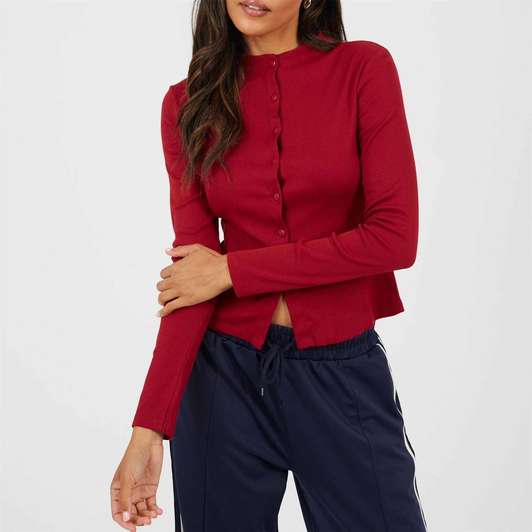 Brave Soul Womens Long Sleeve Button Through Top