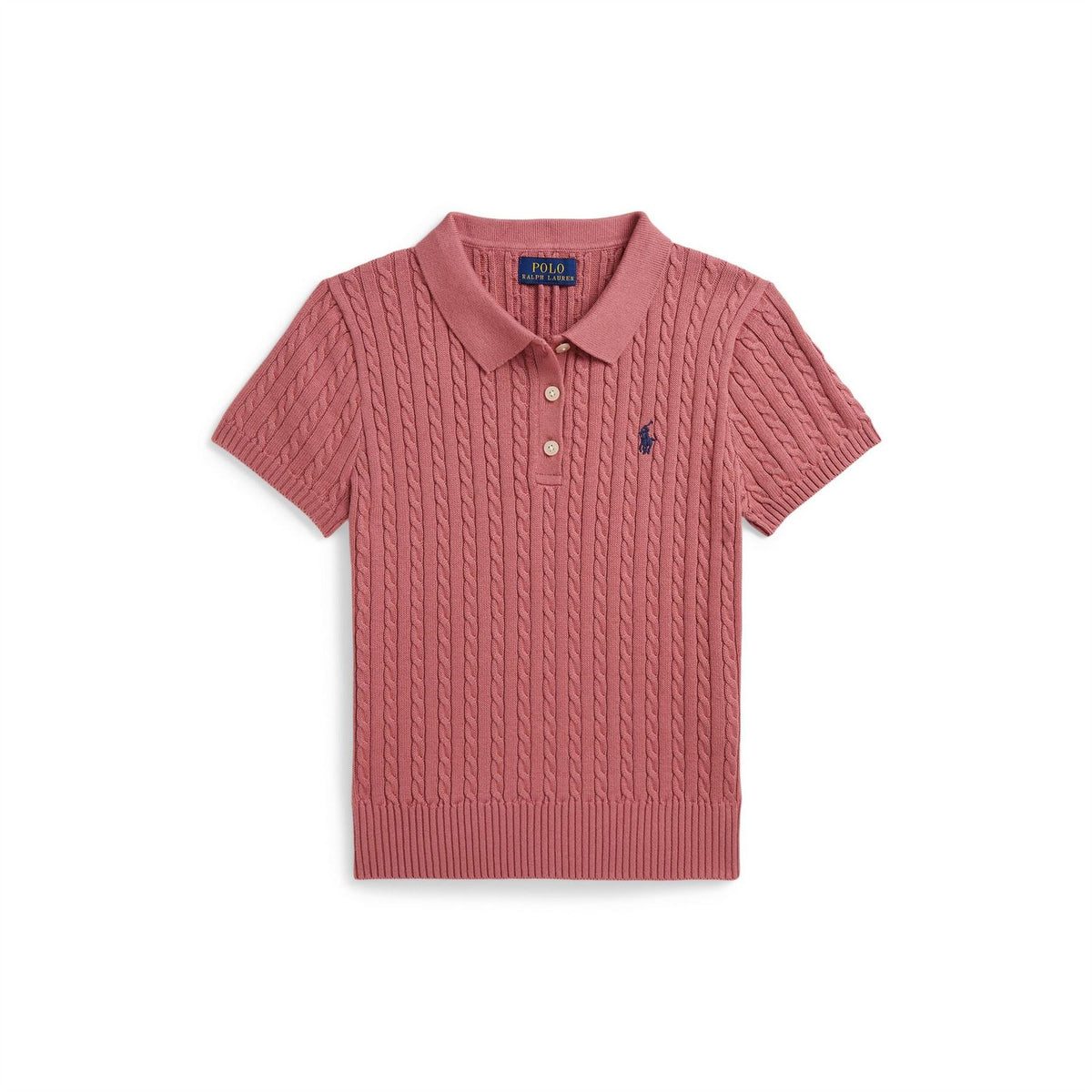 Polo Ralph Lauren Cable Knit Cotton Short Sleeve Polo Shirt