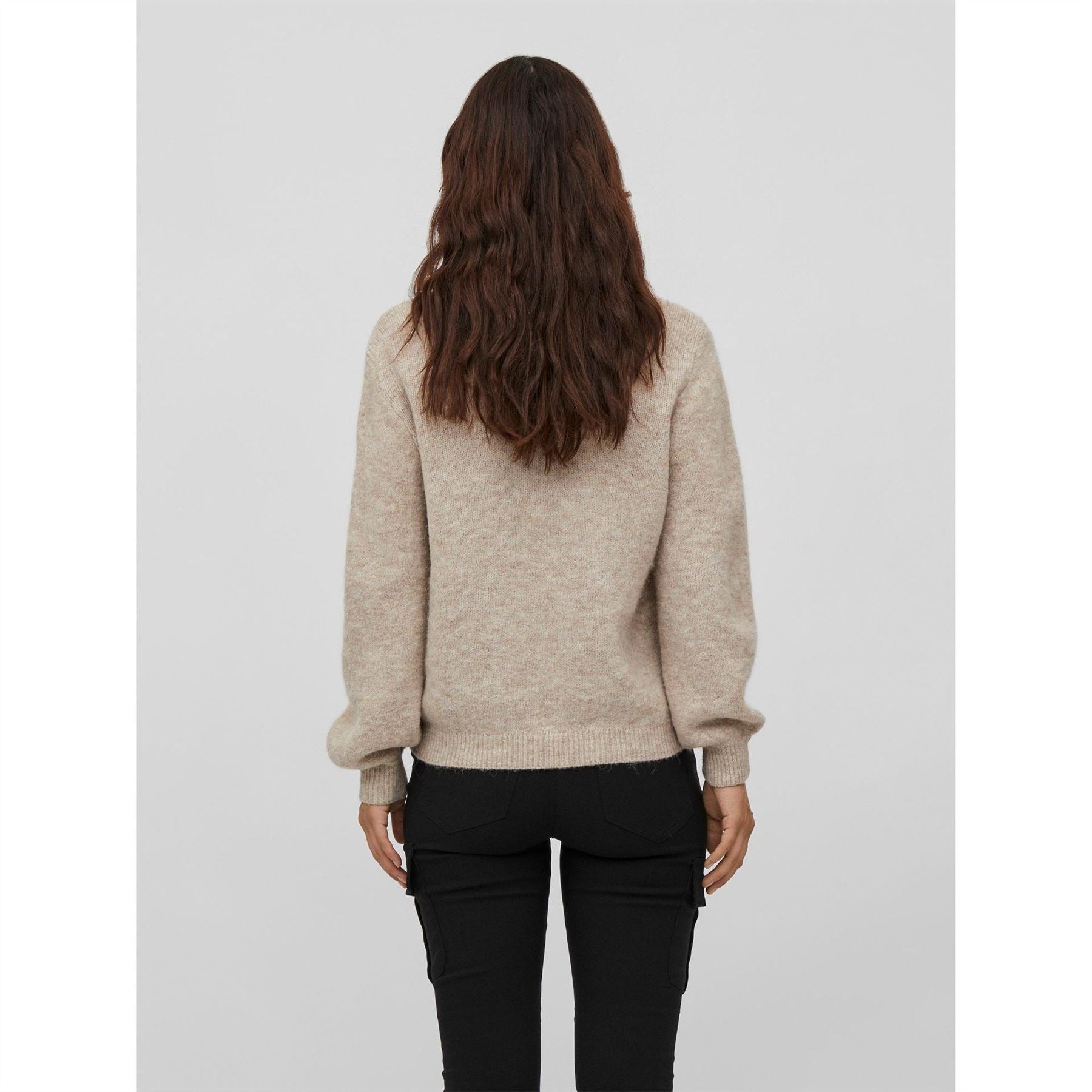 Vila Jamina V Neck Long Sleeve Relaxed Fit Sweater