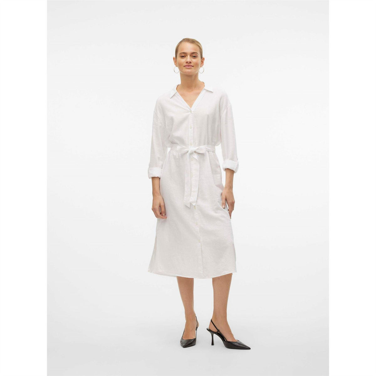 Vero Moda Linn Long Sleeve Midi Shirt Dress