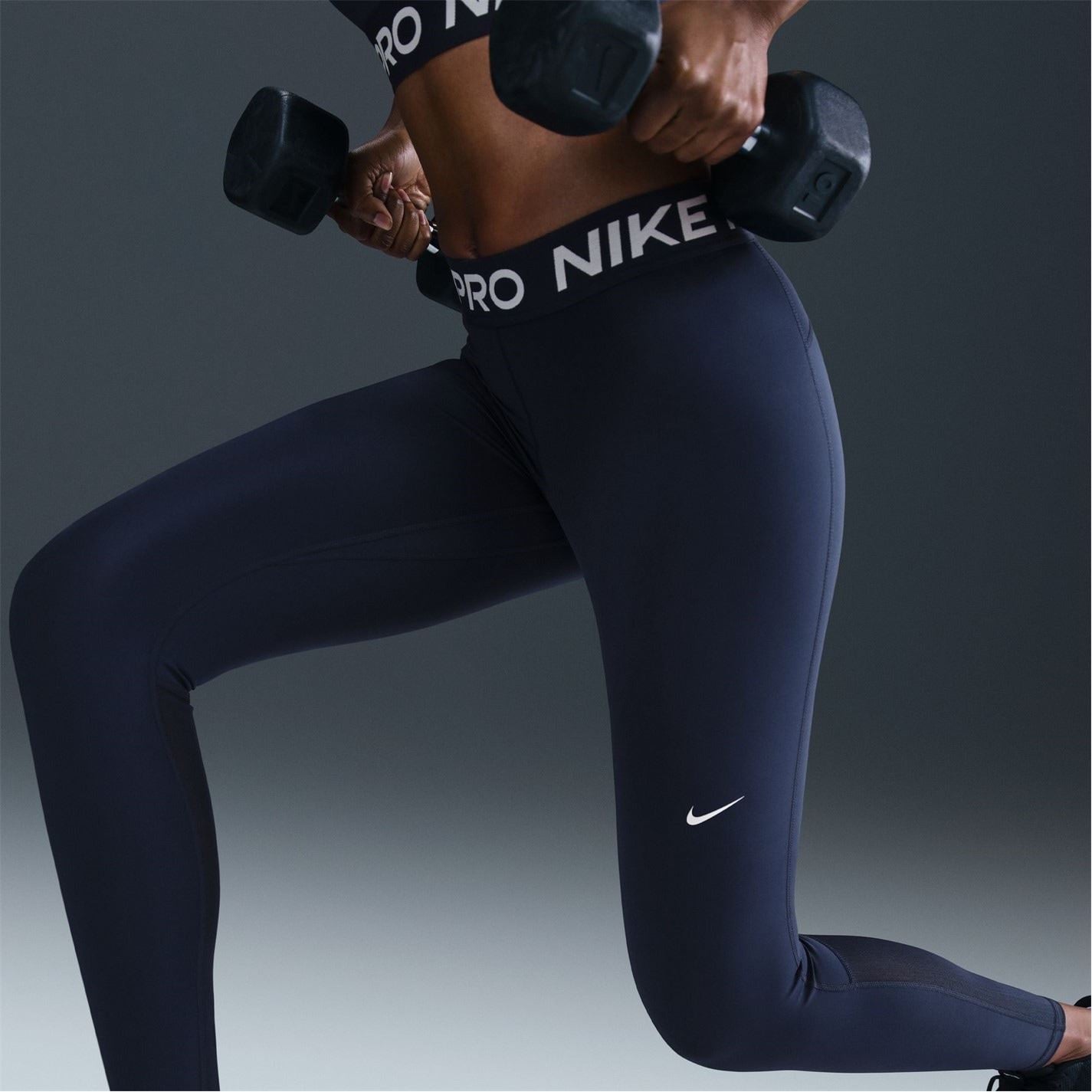 Nike Womens Pro Mid Rise Mesh Panelled Leggings