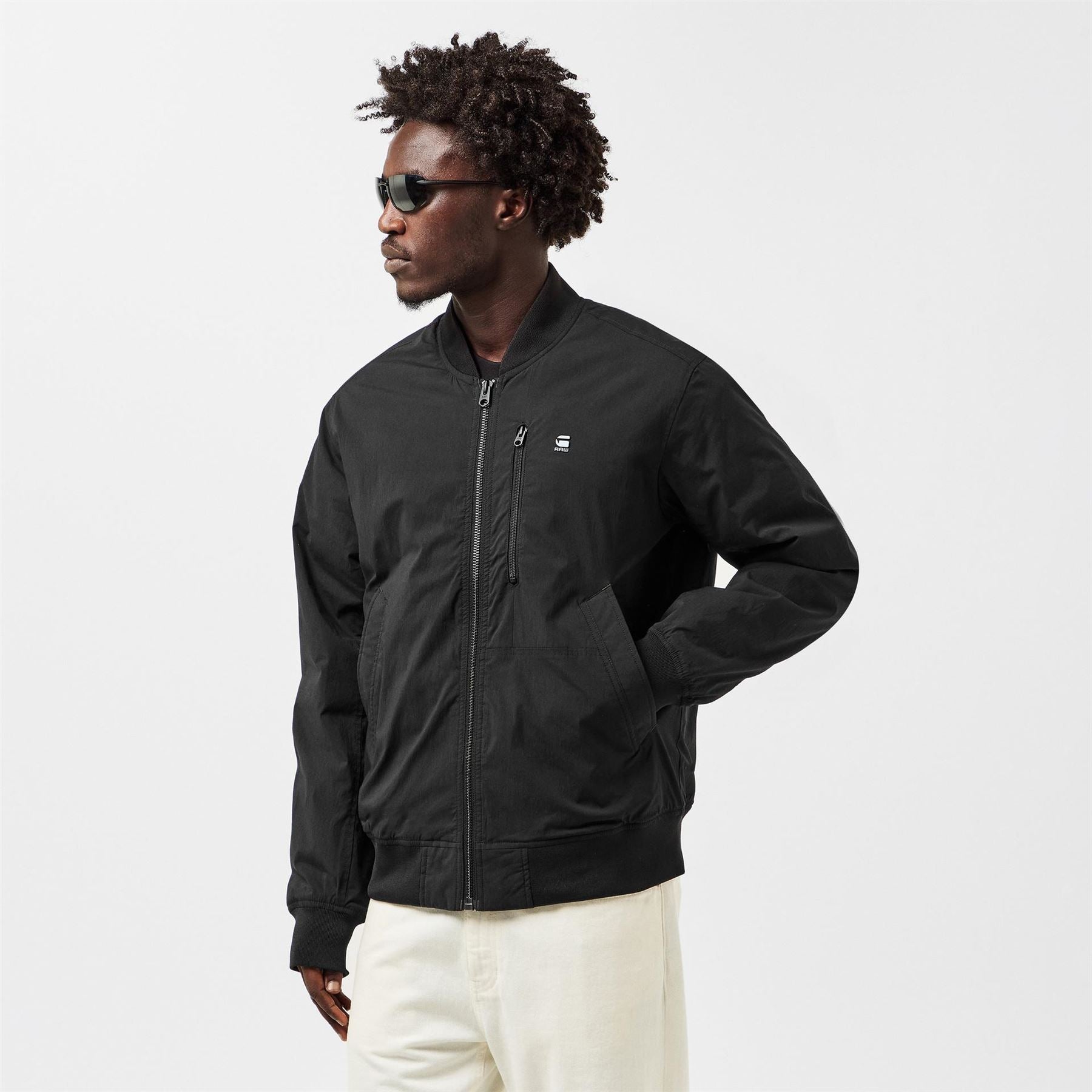G Star Tech Solid Patterned Ribbed Cuff Bomber Jacket