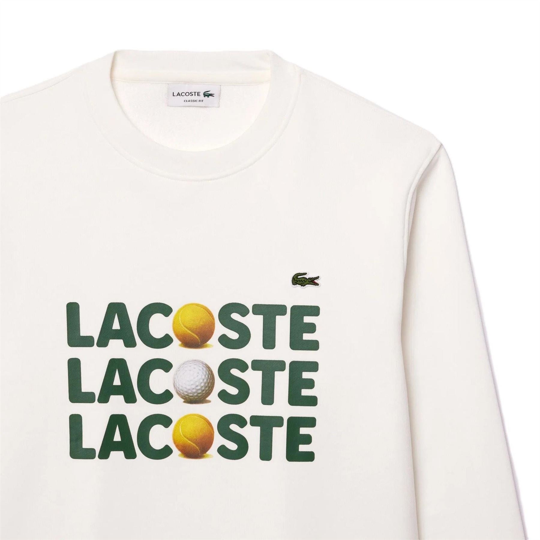 Lacoste Ribbed Cuff Lettering Crew Neck Sweater