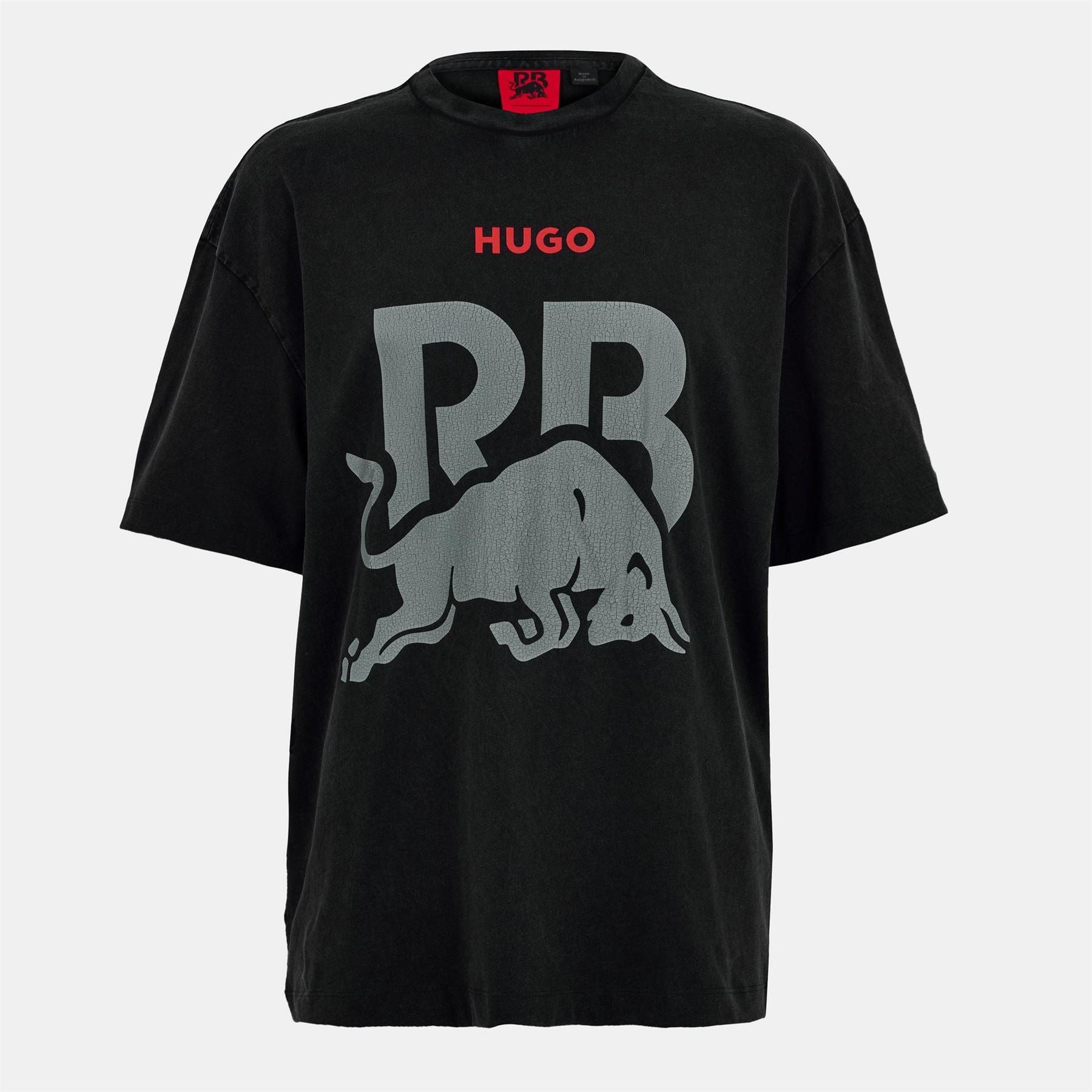 Hugo Graphic Crew Neck Ribbed Collar Oversize T-Shirt