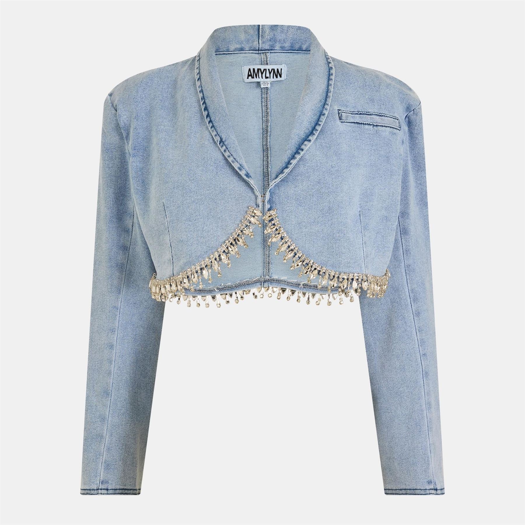 AmyLynn Solid Patterned Denim Jacket
