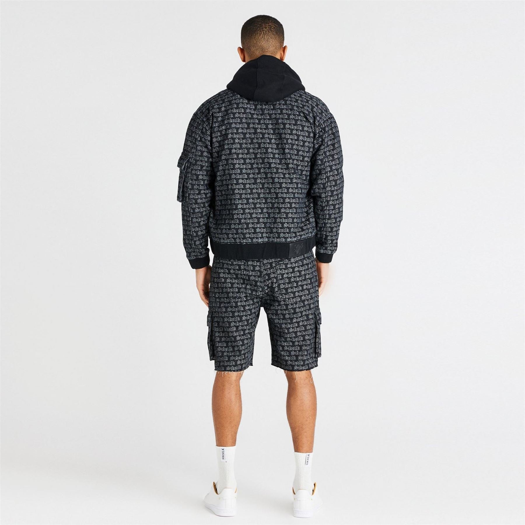SikSilk Cargo Shorts with All Over Logo