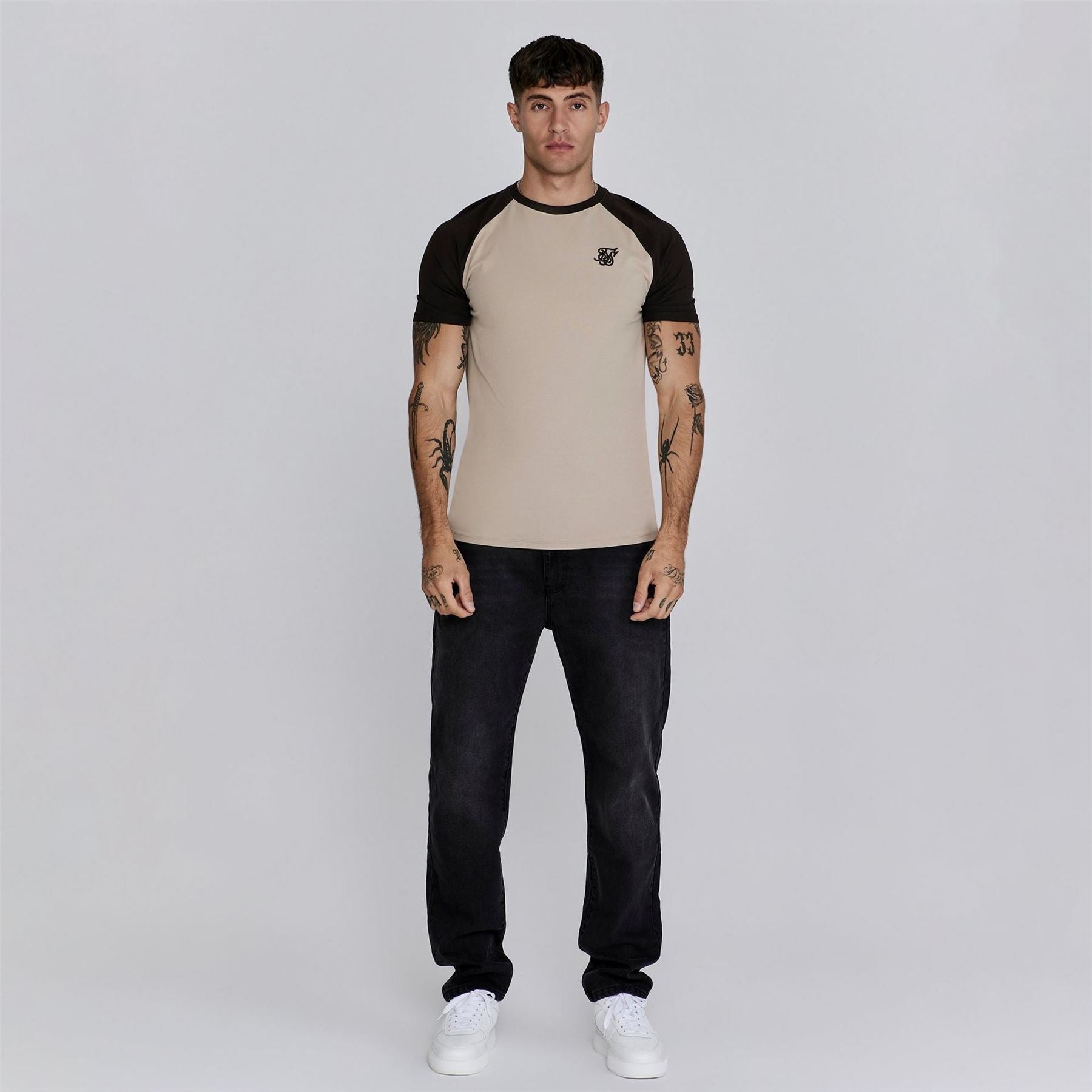 SikSilk Raglan Regular Fit Crew Neck T-Shirt