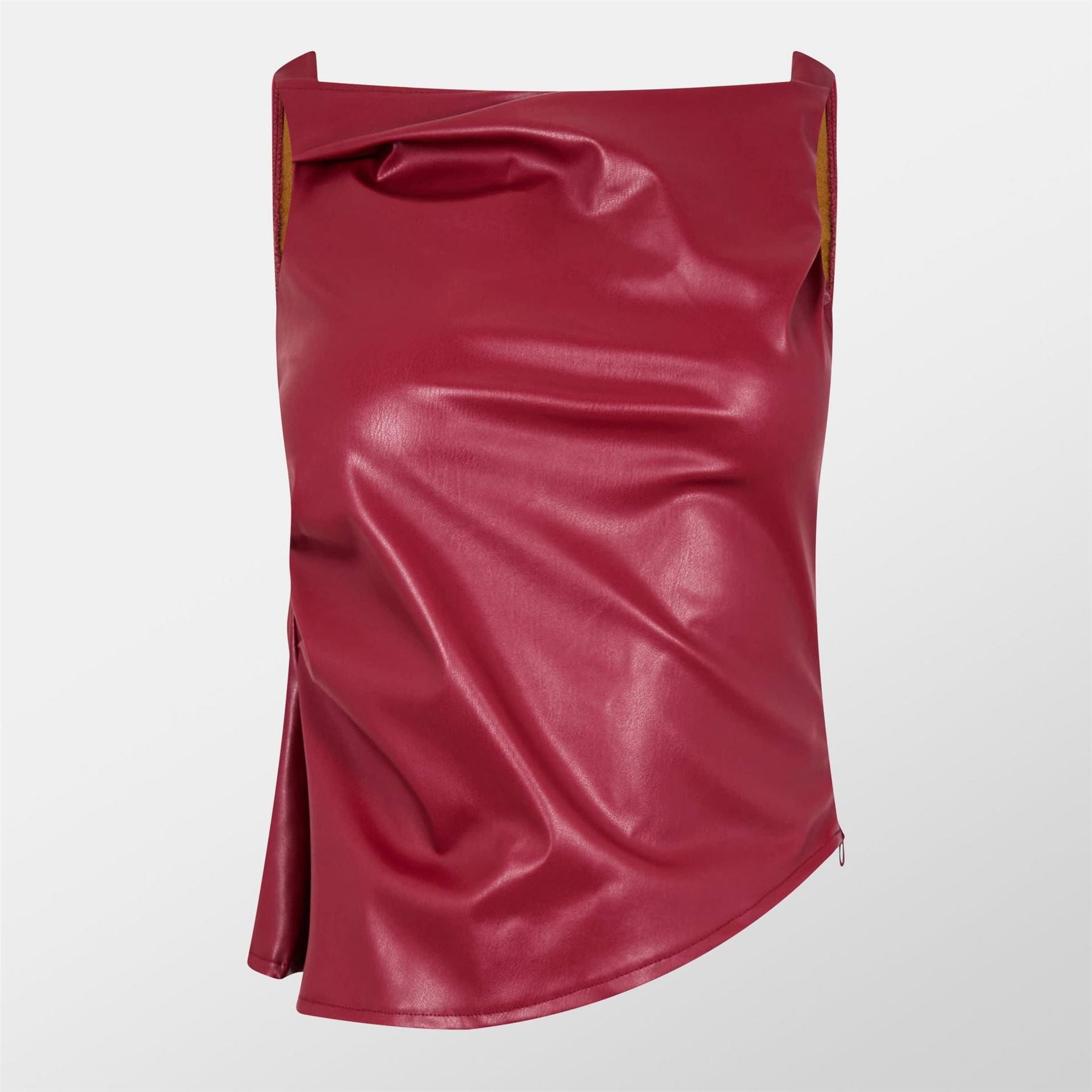 Missy Empire Leather Twisted One Shoulder Top