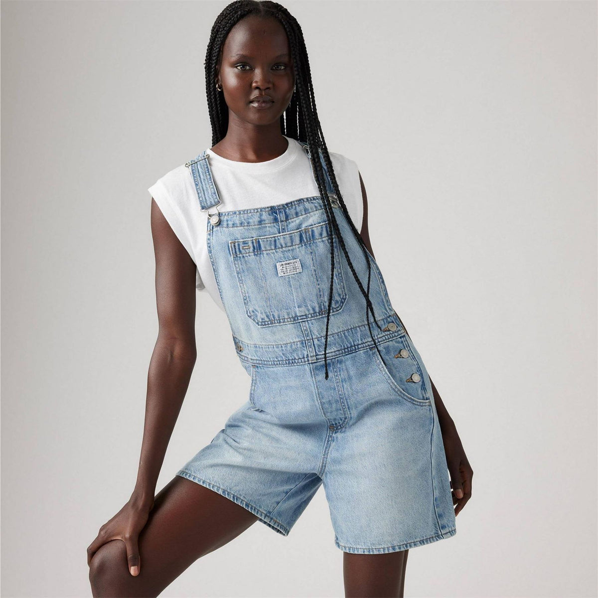 Levis Sleeveless Solid Patterned Shortalls Dungaree