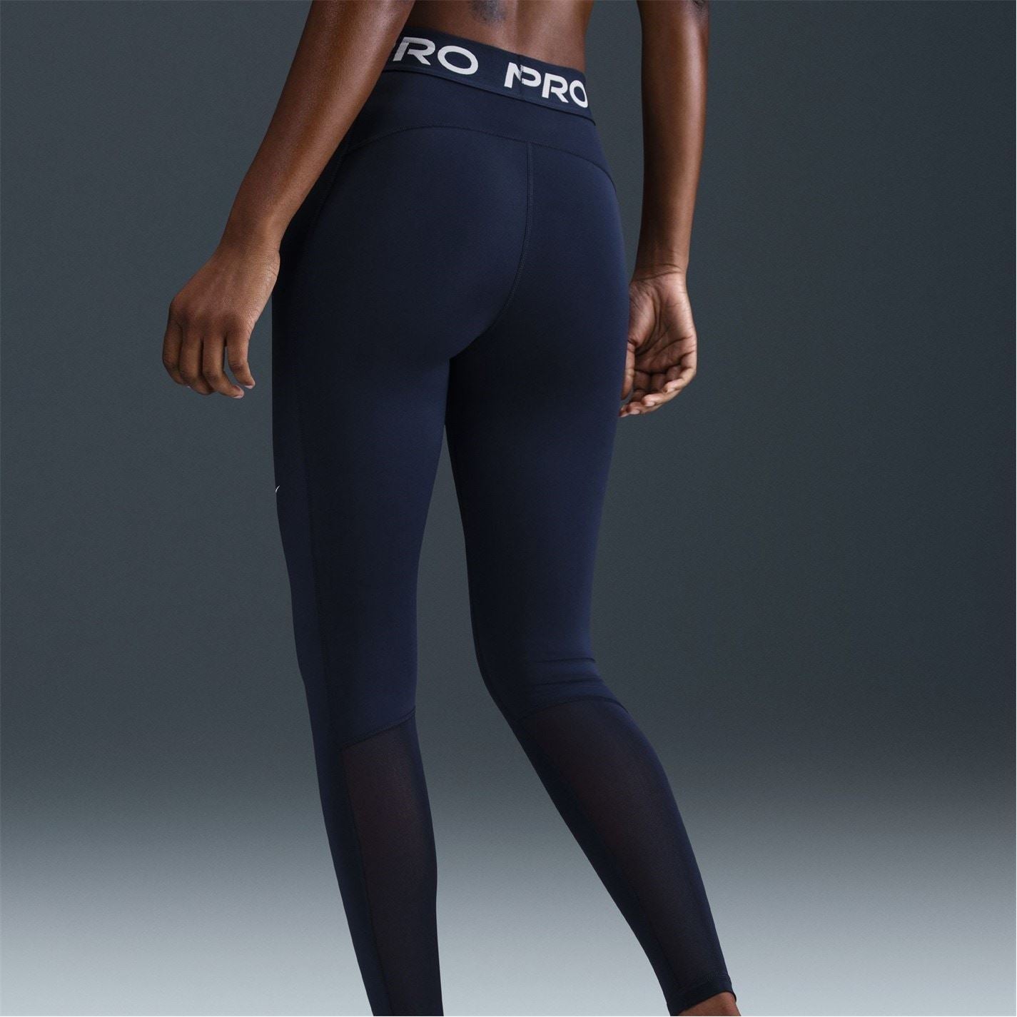 Nike Womens Pro Mid Rise Mesh Panelled Leggings