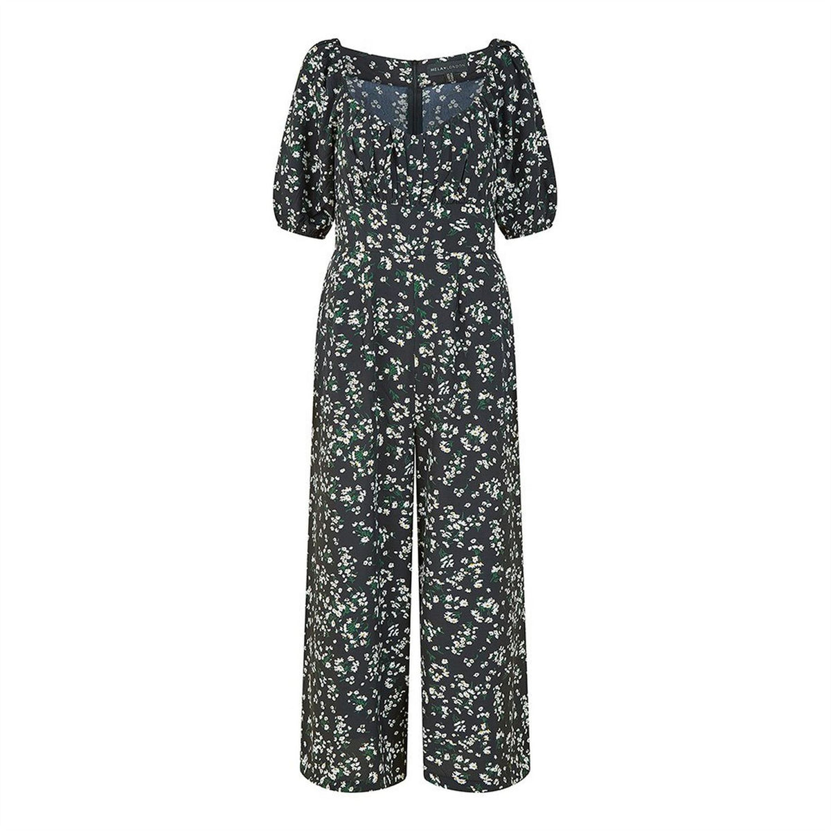 Mela London London Black Daisy Sweetheart Neckline Jumpsuit