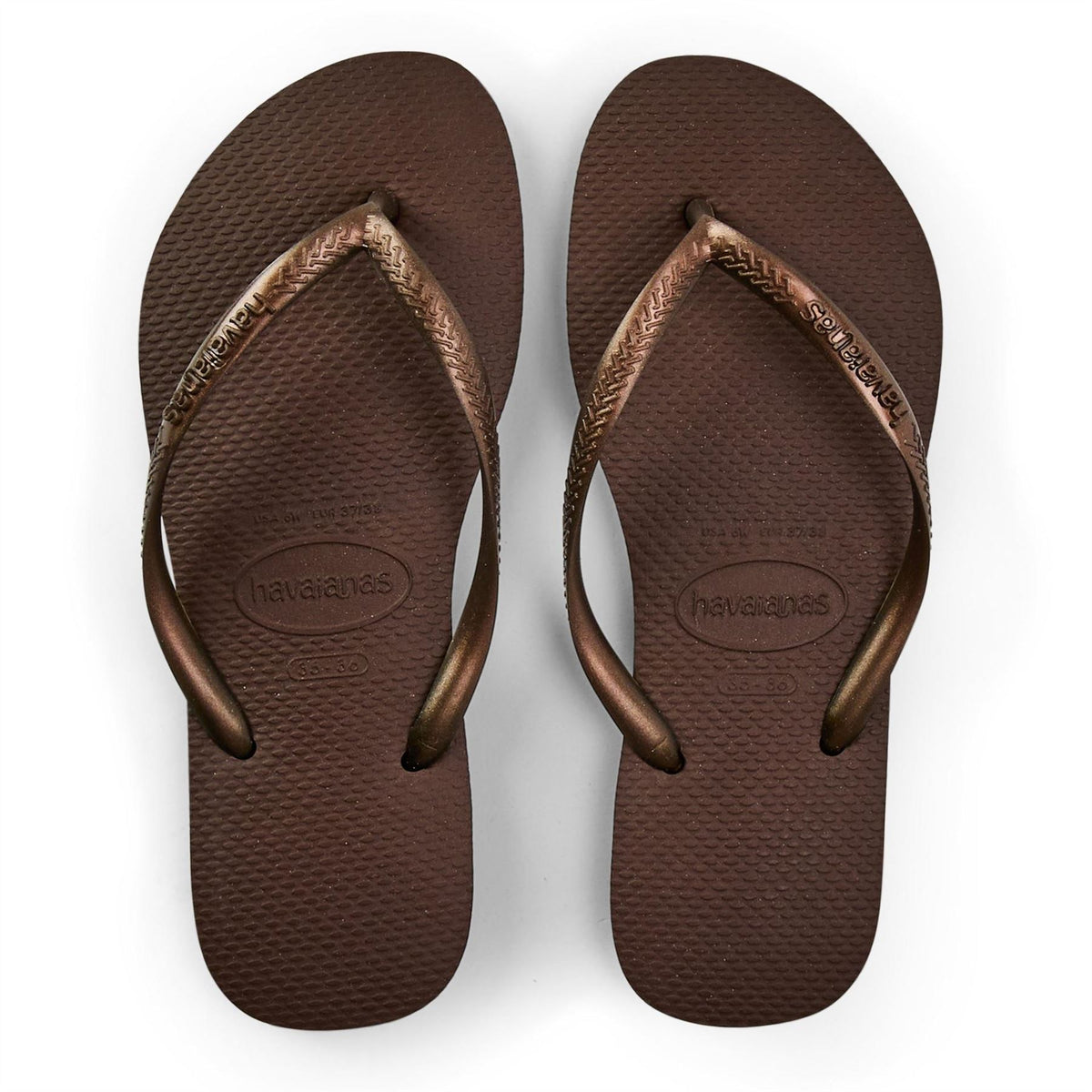Havaianas Slim Dark Brown Metal Flip Flops