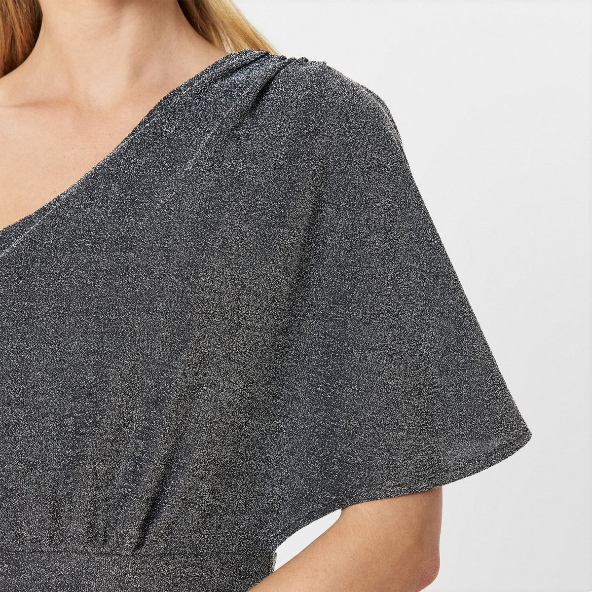 AX Paris Sparkle One Sleeve Drape Wrap Mini Dress