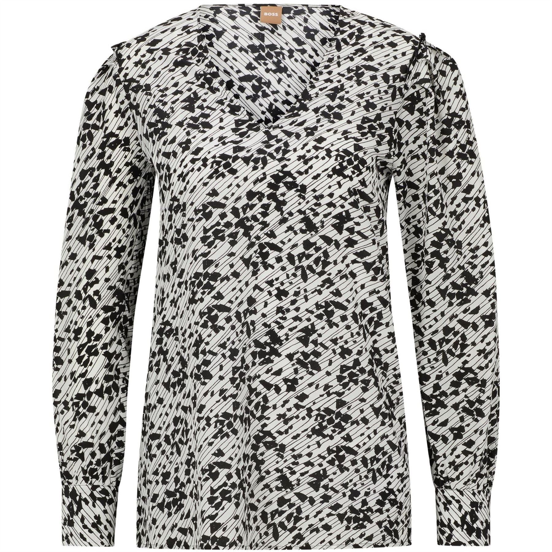 Boss Relaxed Fit Puff Sleeve V-Neck Blouse