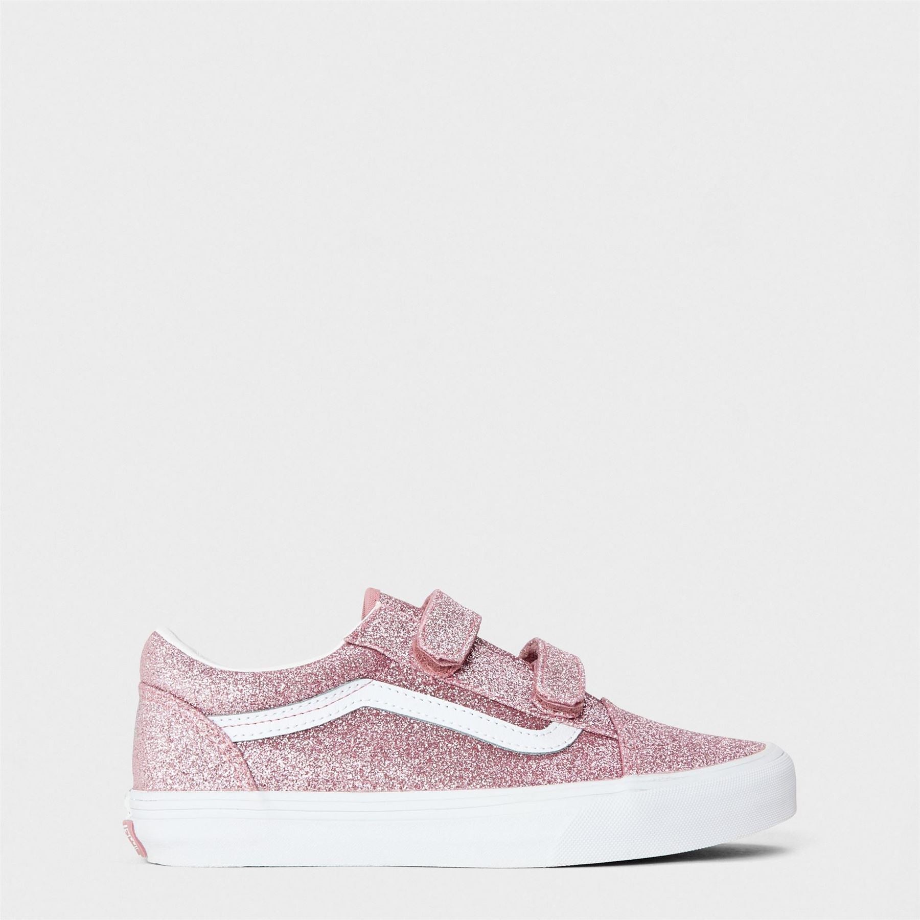 Vans Kids Old Skool V Glitter Rose Gold Canvasas Trainers