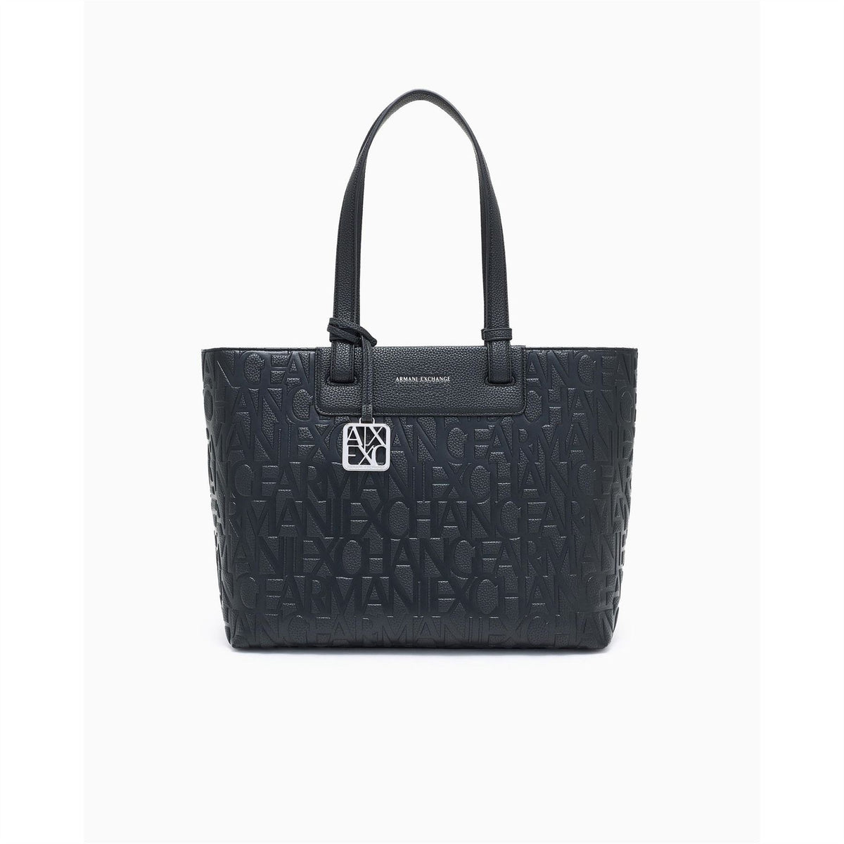 Armani Exchange Tote Bag with All-Over Logo and Key Ring