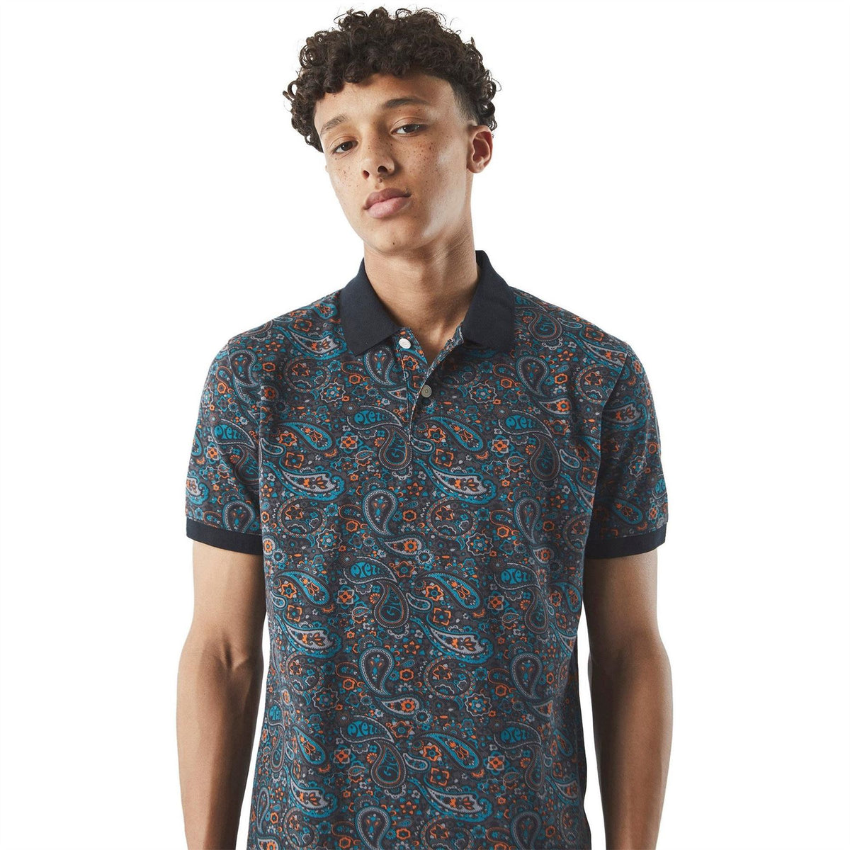 Pretty Green Wonderwall Paisley Short Sleeve Polo Shirt