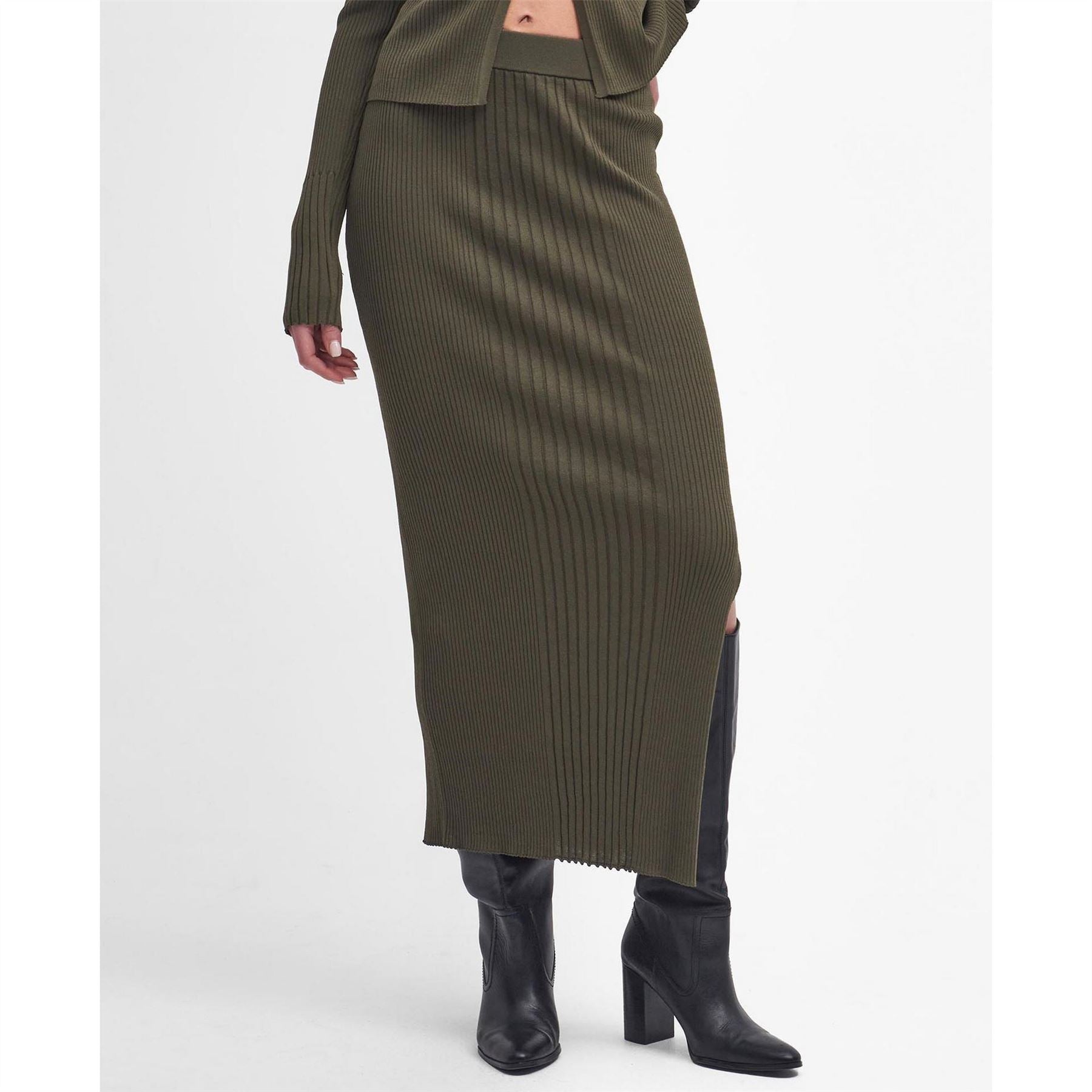 Barbour International Knitted Midi Skirt