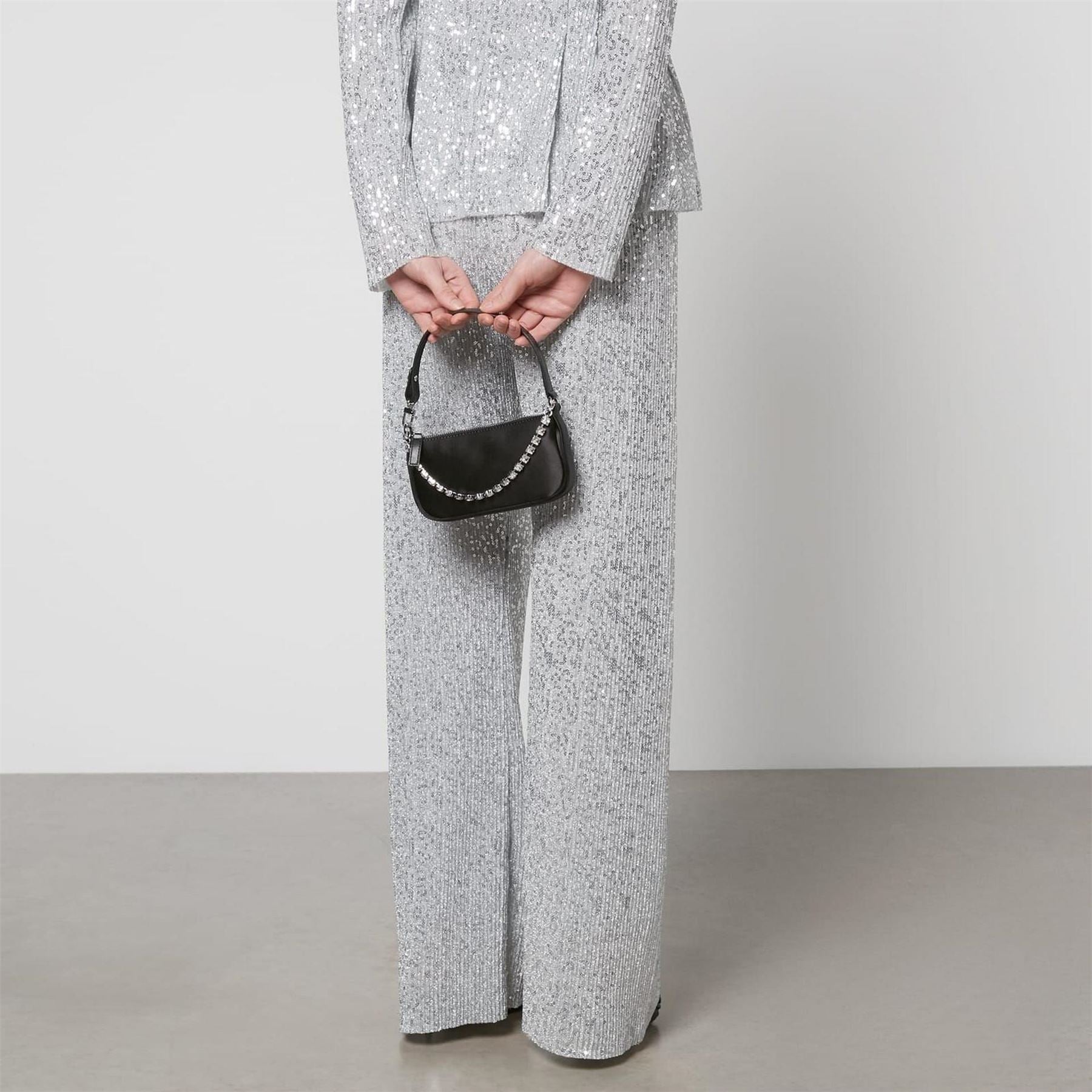 By Far Rachel Silk Satin And Crystal Chain Bag