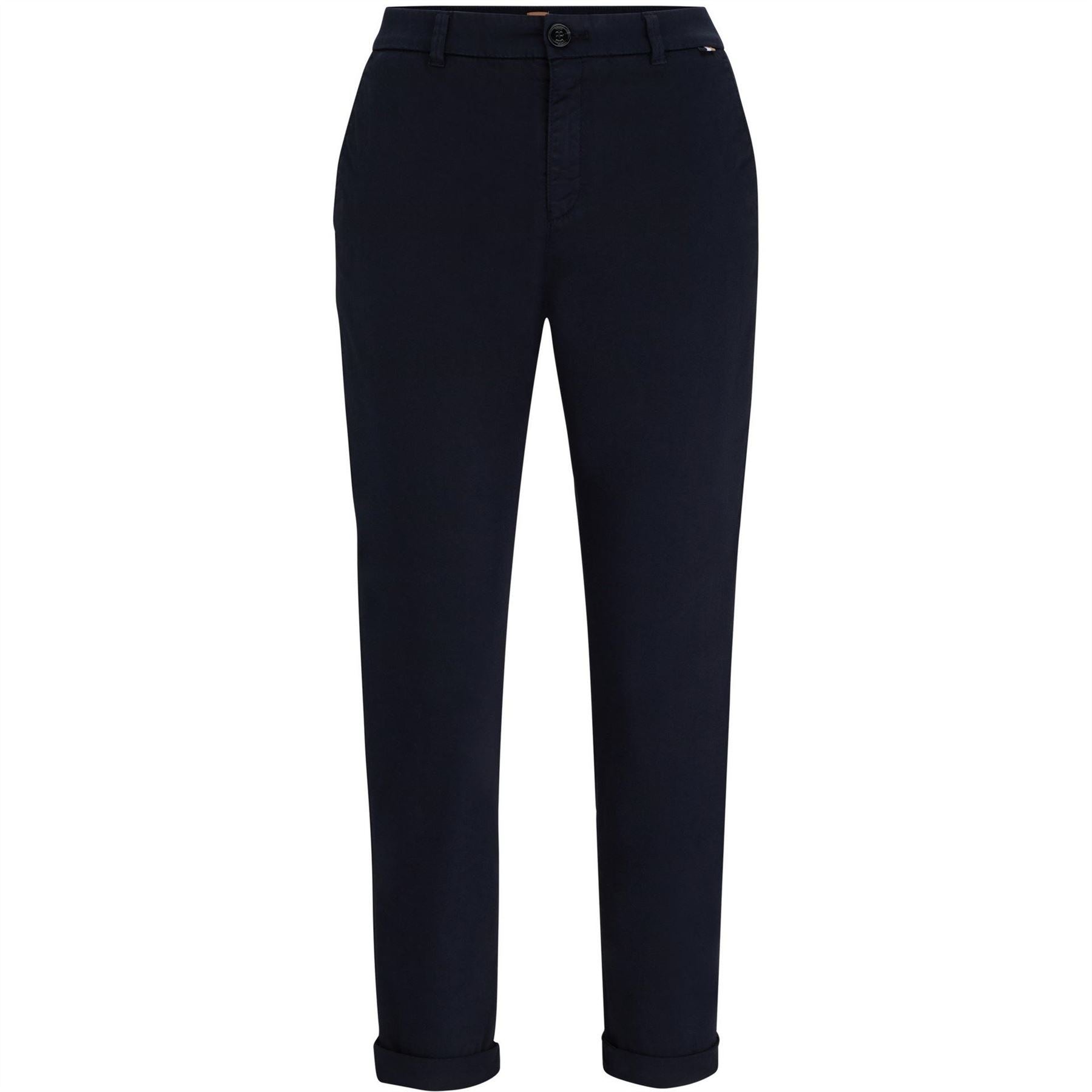 Boss Solid Patterned Slim Roll Up Cuff Trousers