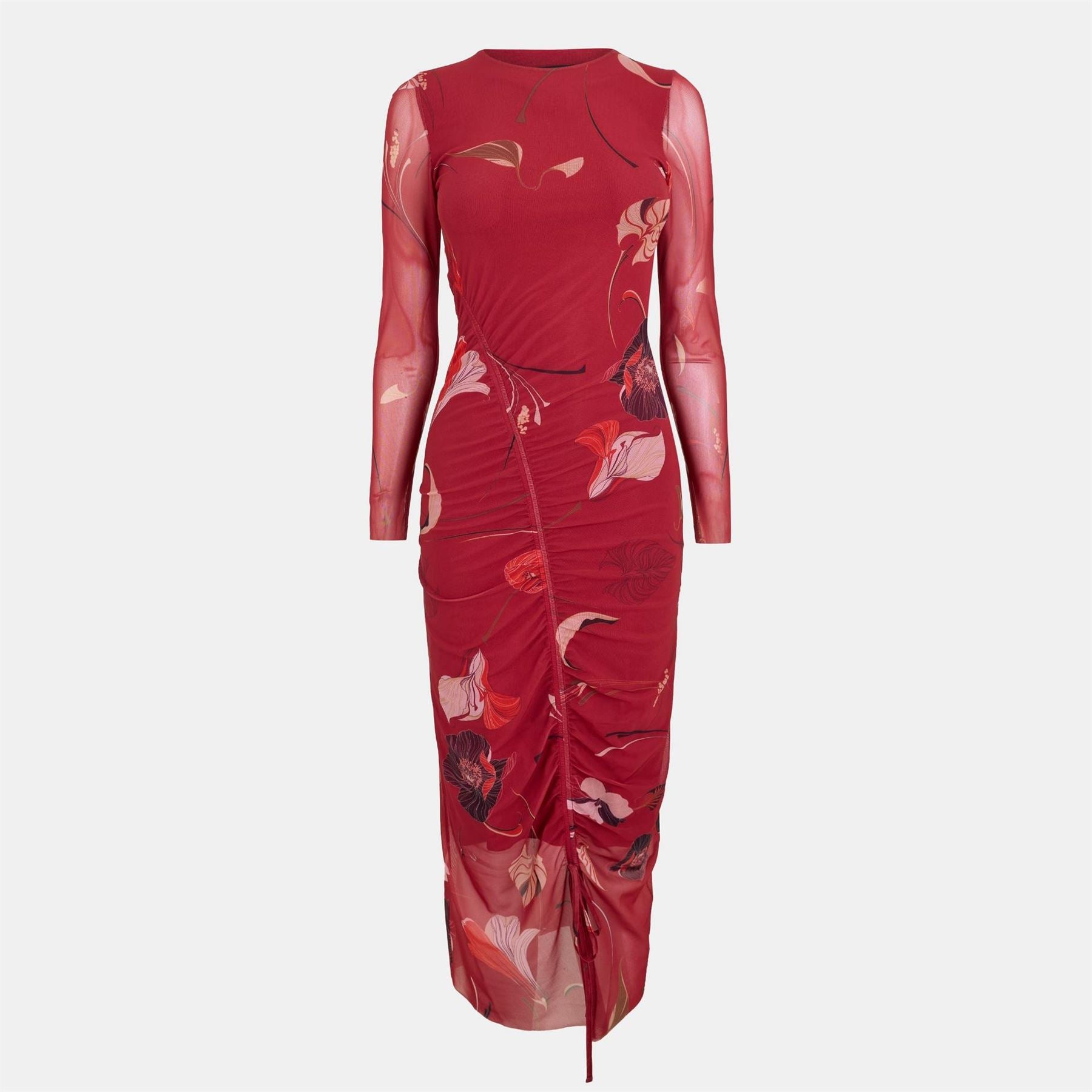 Ted Baker Mesh Crew Neck Three Quarter Sleeve Midi Dress